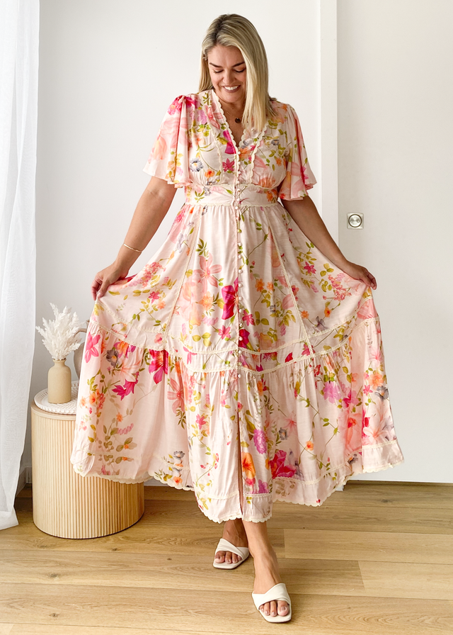 Leoni Maxi Dress - Pink Floral