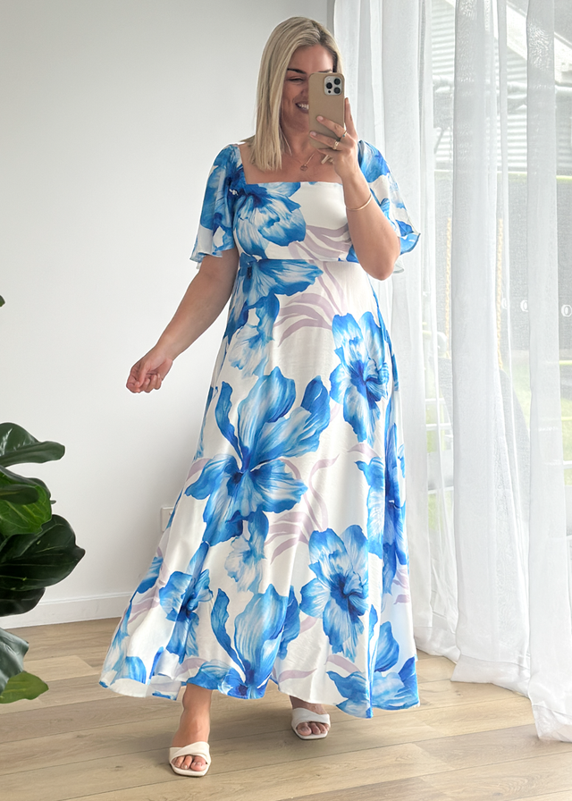 Ailea Maxi Dress - Blue Flowers
