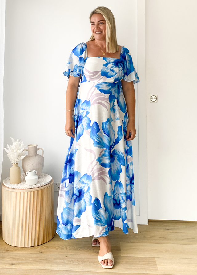 Ailea Maxi Dress - Blue Flowers