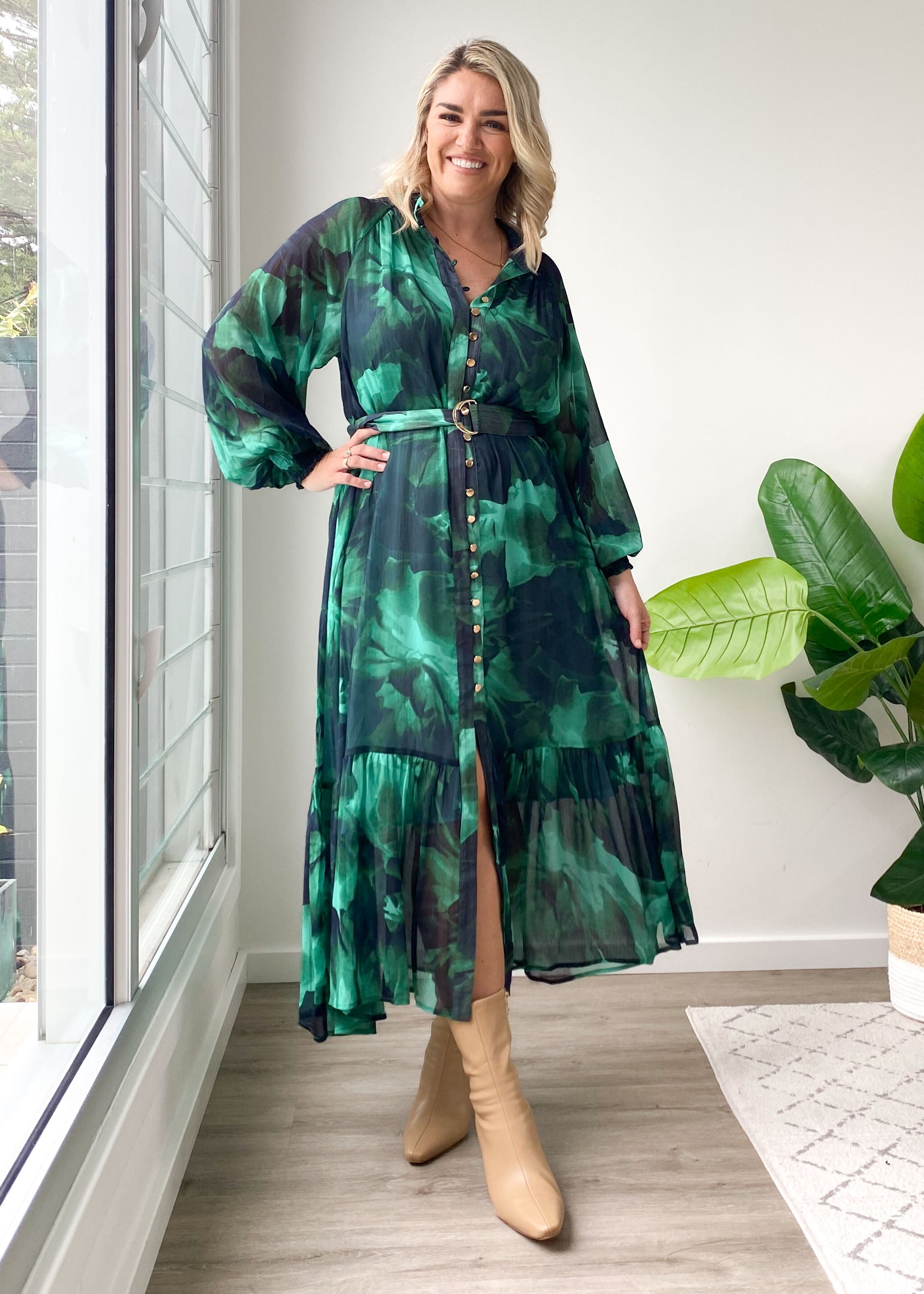 Atlanta Maxi Dress - Emerald Watercolour