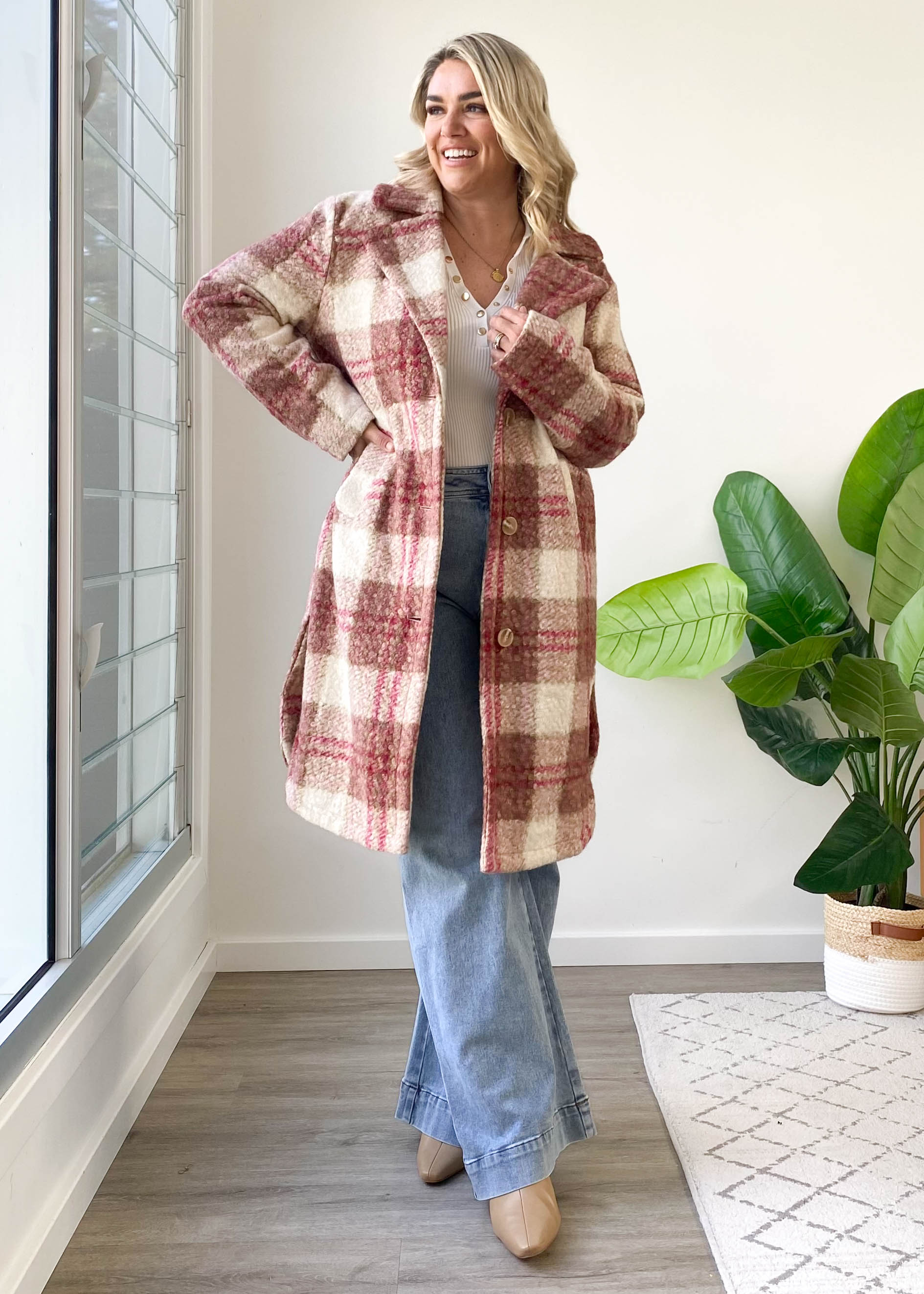 Charlee Coat - Magenta Check