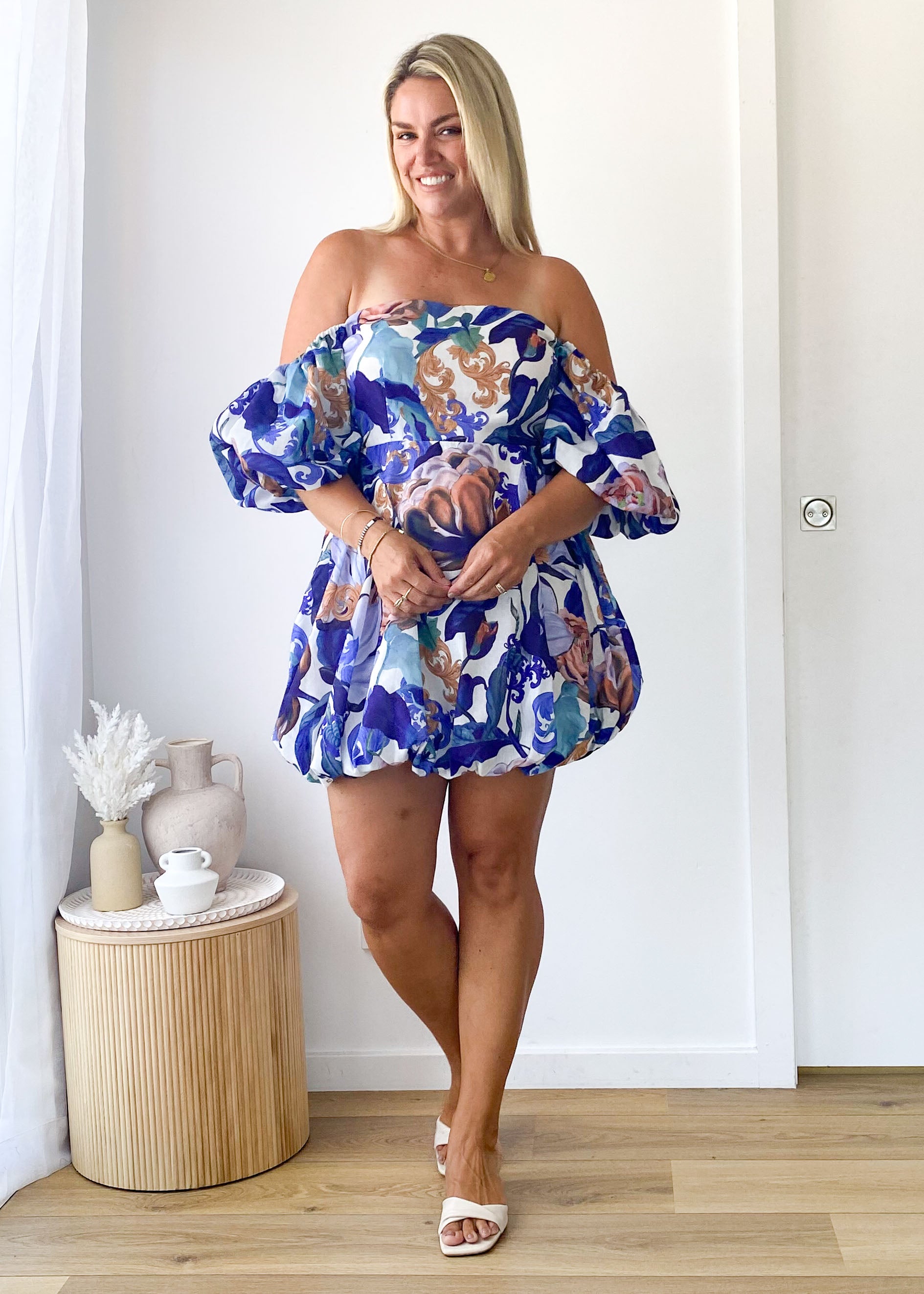 Palais Off Shoulder Dress - Donatella Azure