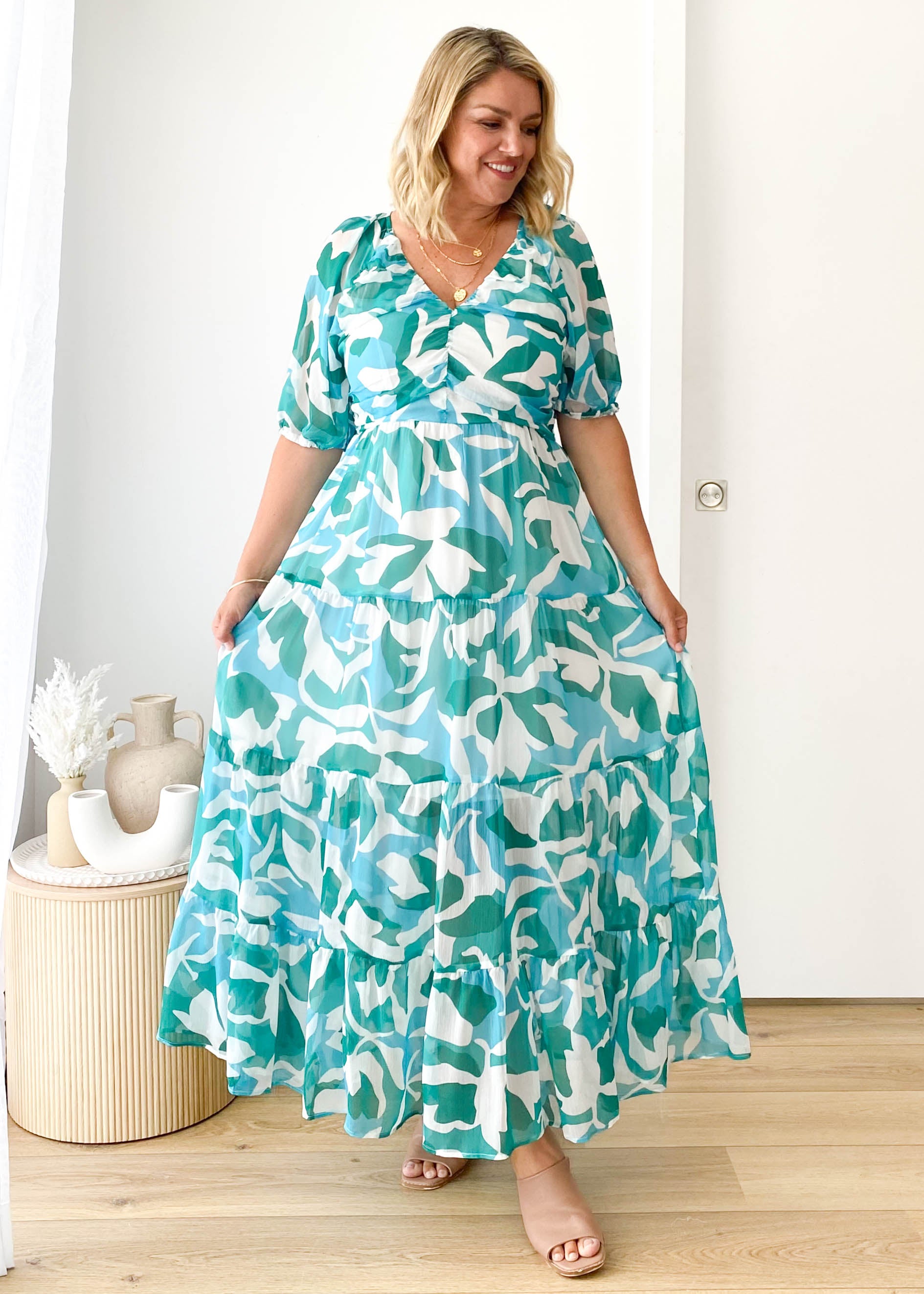 Teal maxi dress plus size Clearance