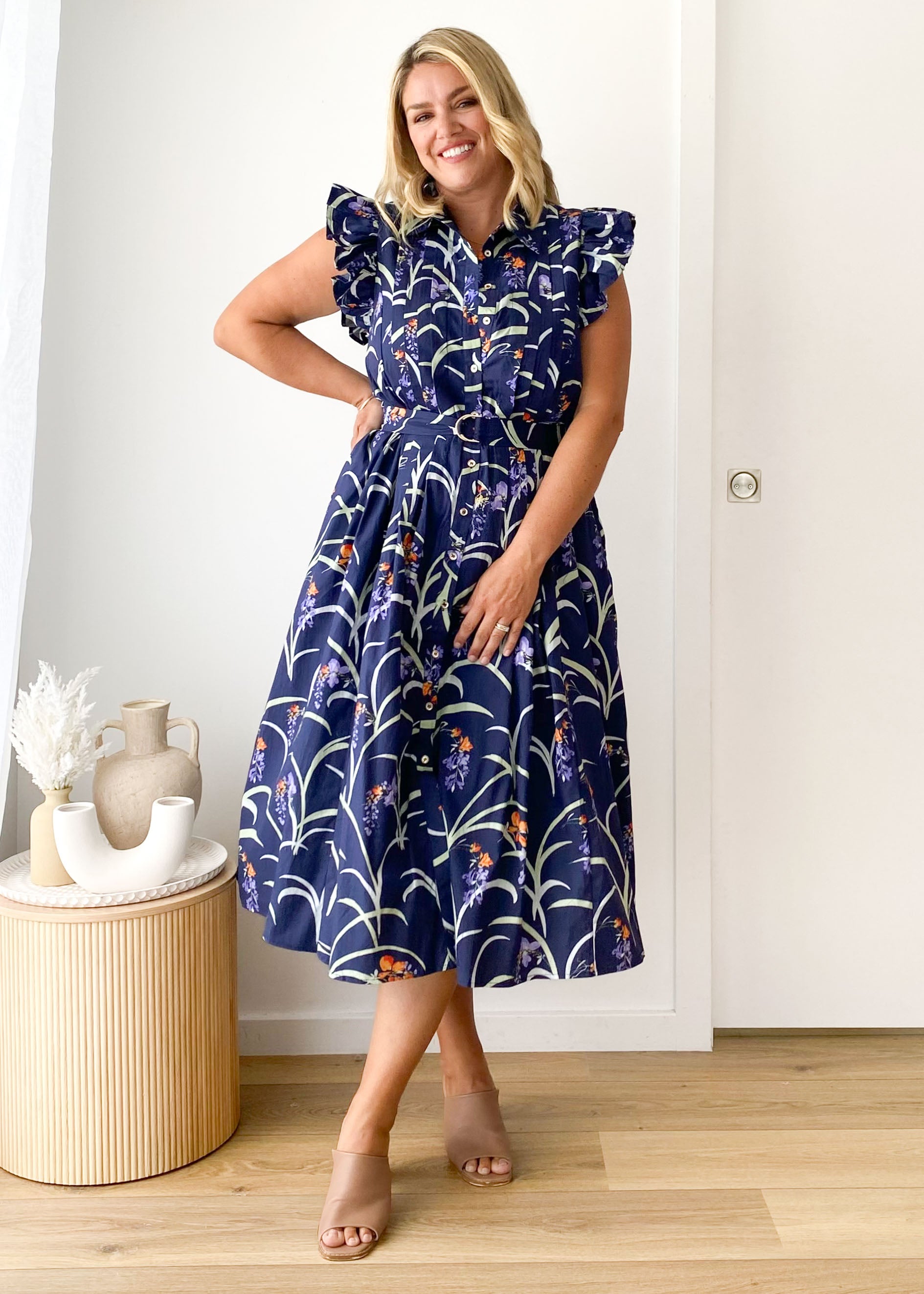 Womley Midi Dress - Navy Floral
