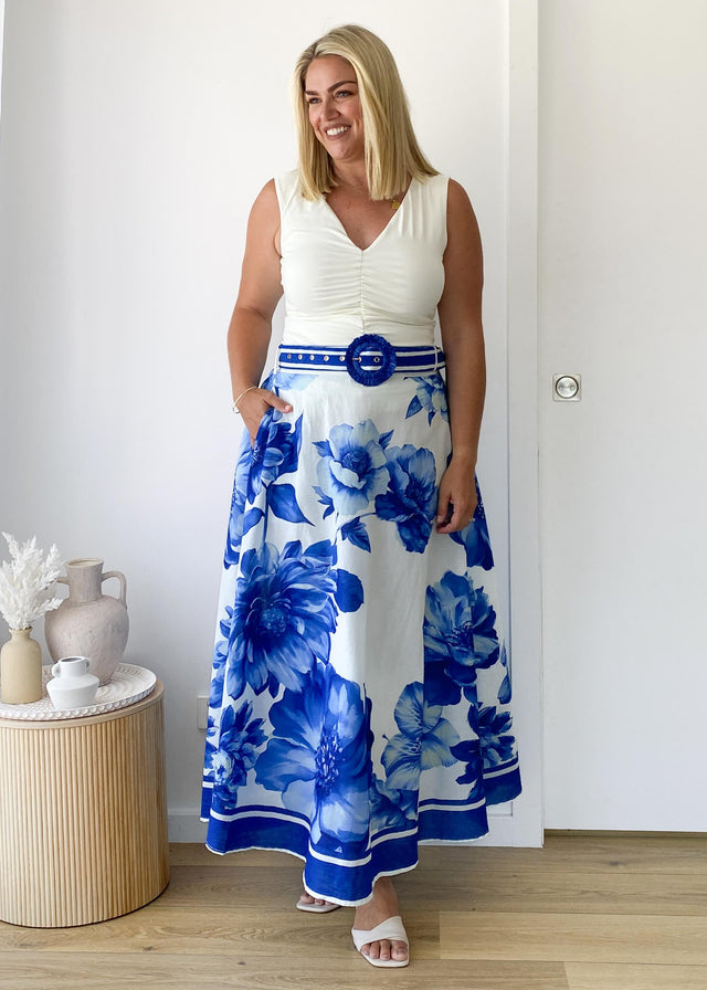 Dejana Maxi Skirt - Cobalt Dahlia