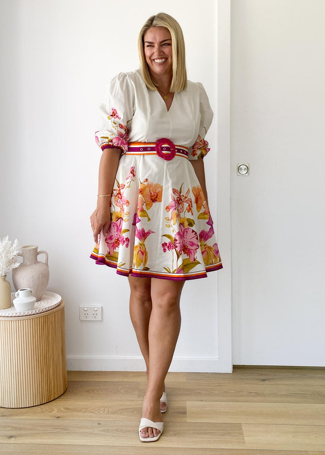 Panama Dress - Fuchsia Orchids