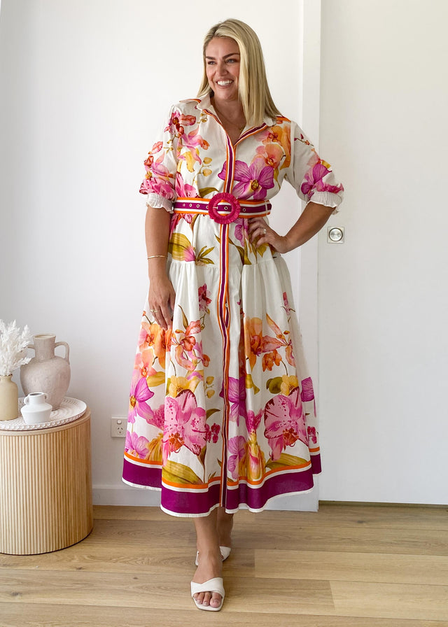 Pabla Maxi Dress - Fuchsia Orchids