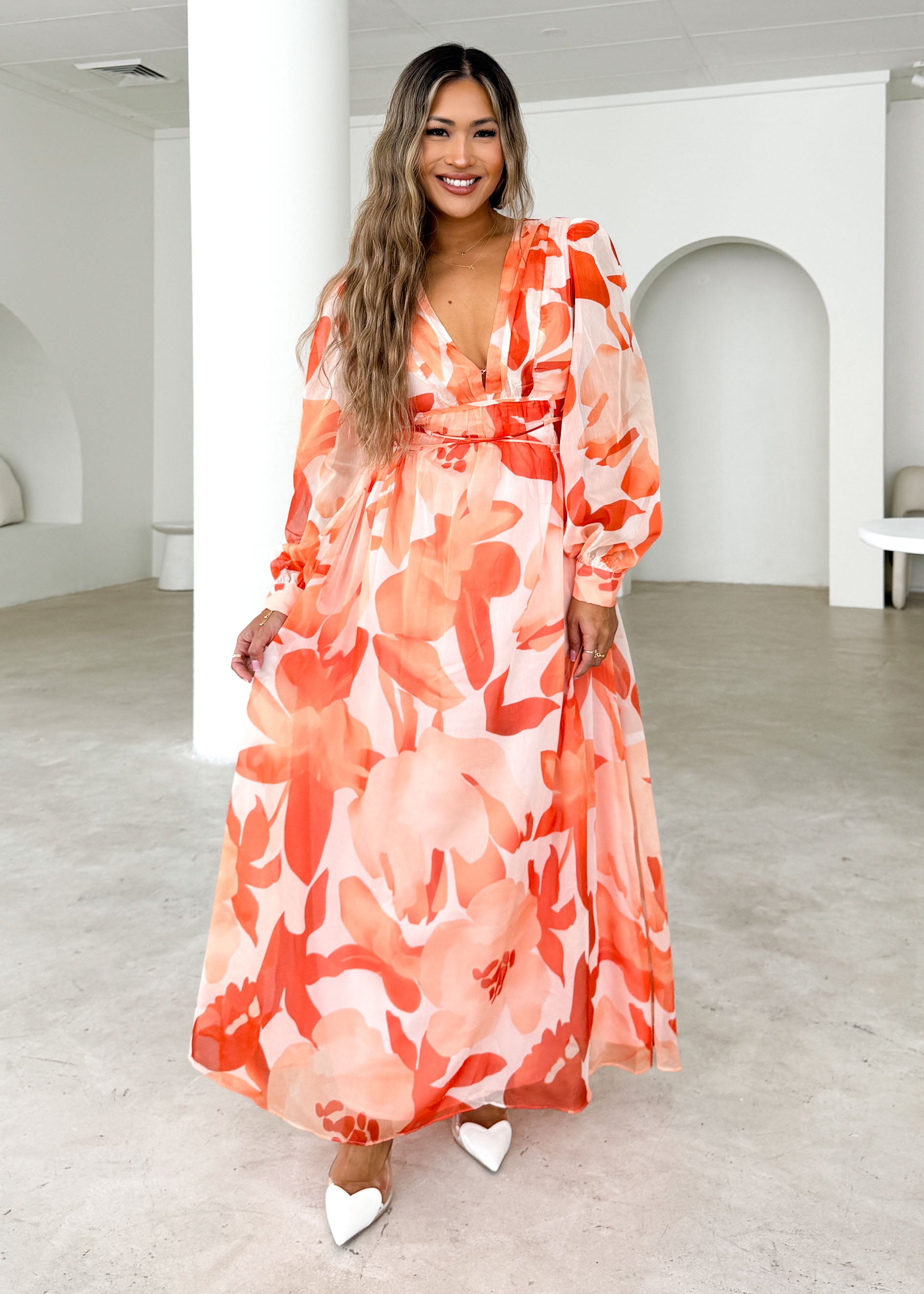 Balwyn Maxi Dress - Tangerine Floral