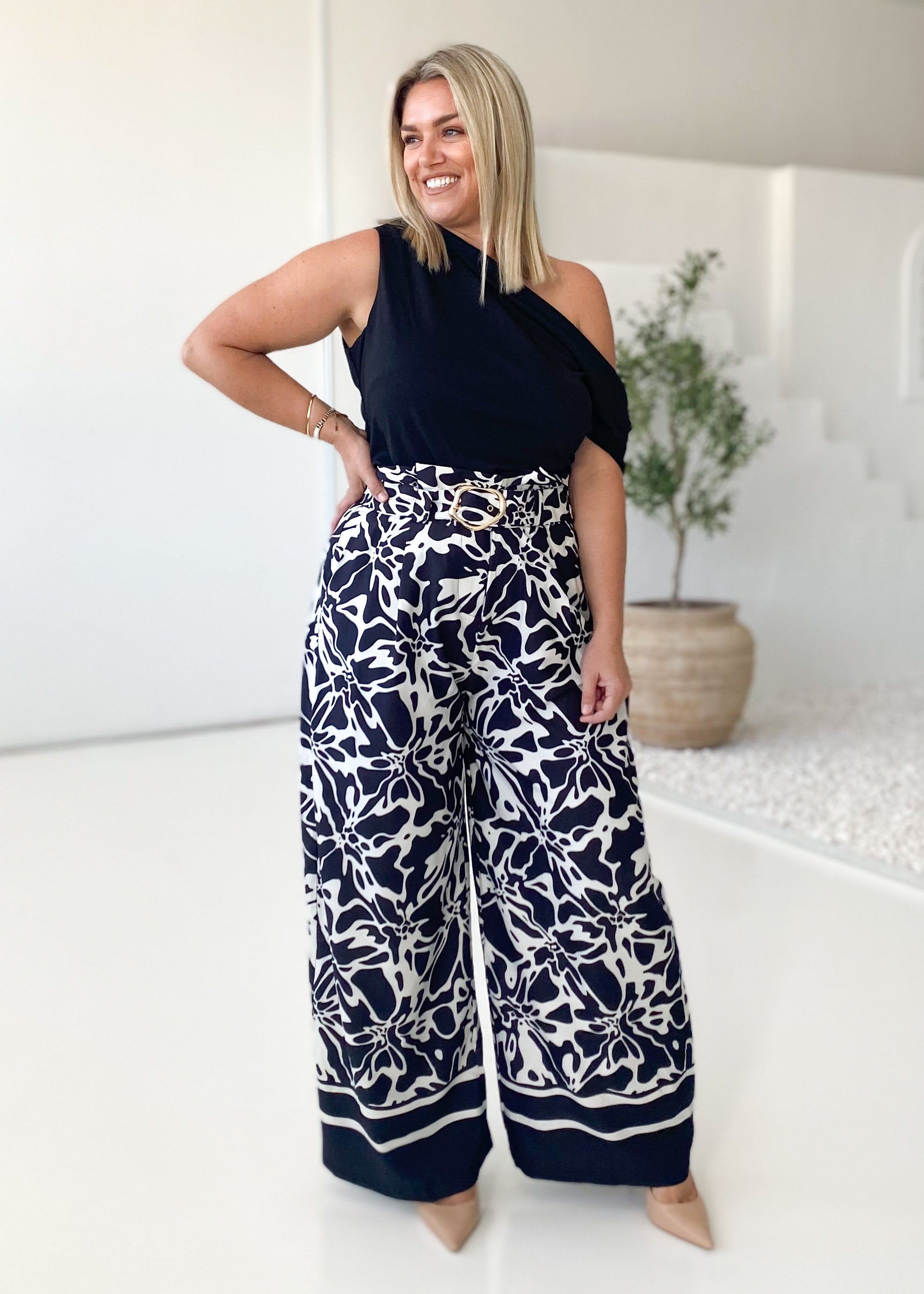 Elisa Pants - Black Abstract