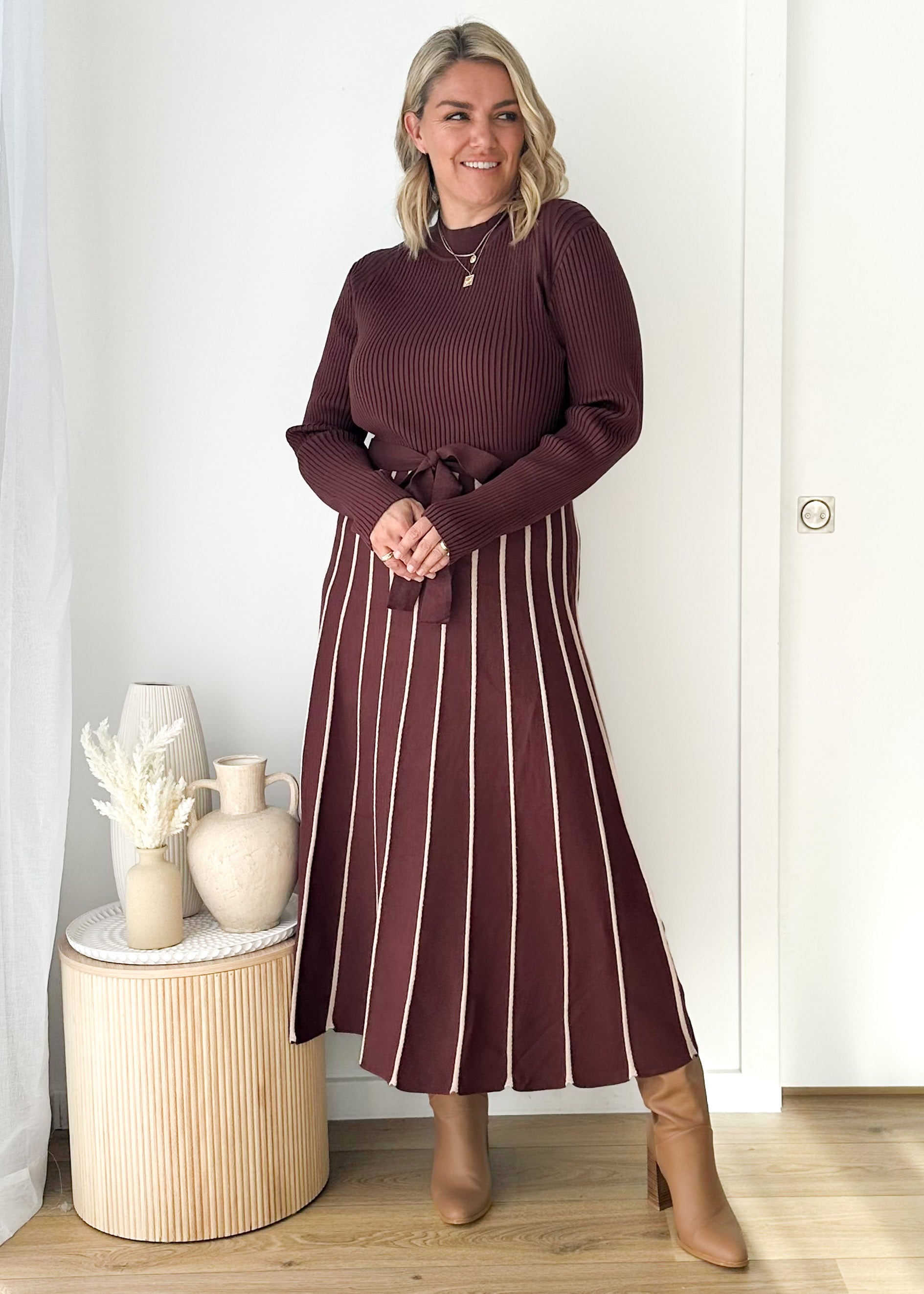 Thorne Knit Midi Dress - Chocolate