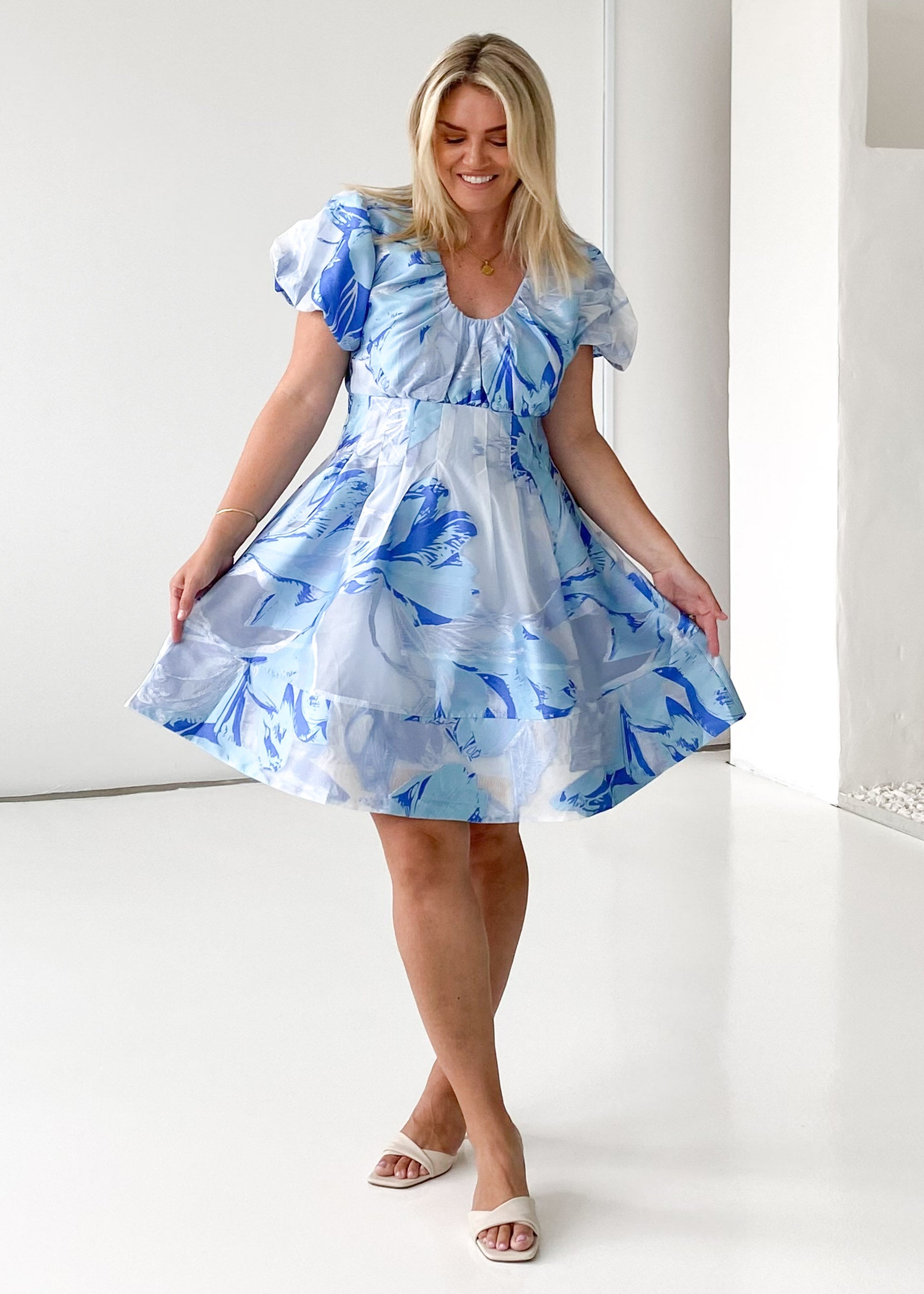 Dayna Dress - Sky Jacquard