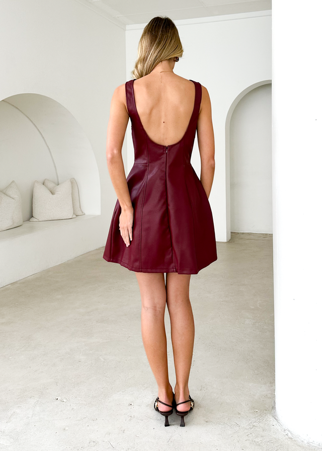 Nirvana PU Dress - Wine Gingham & Heels Nirvana PU Dress - Wine Gingham & Heels