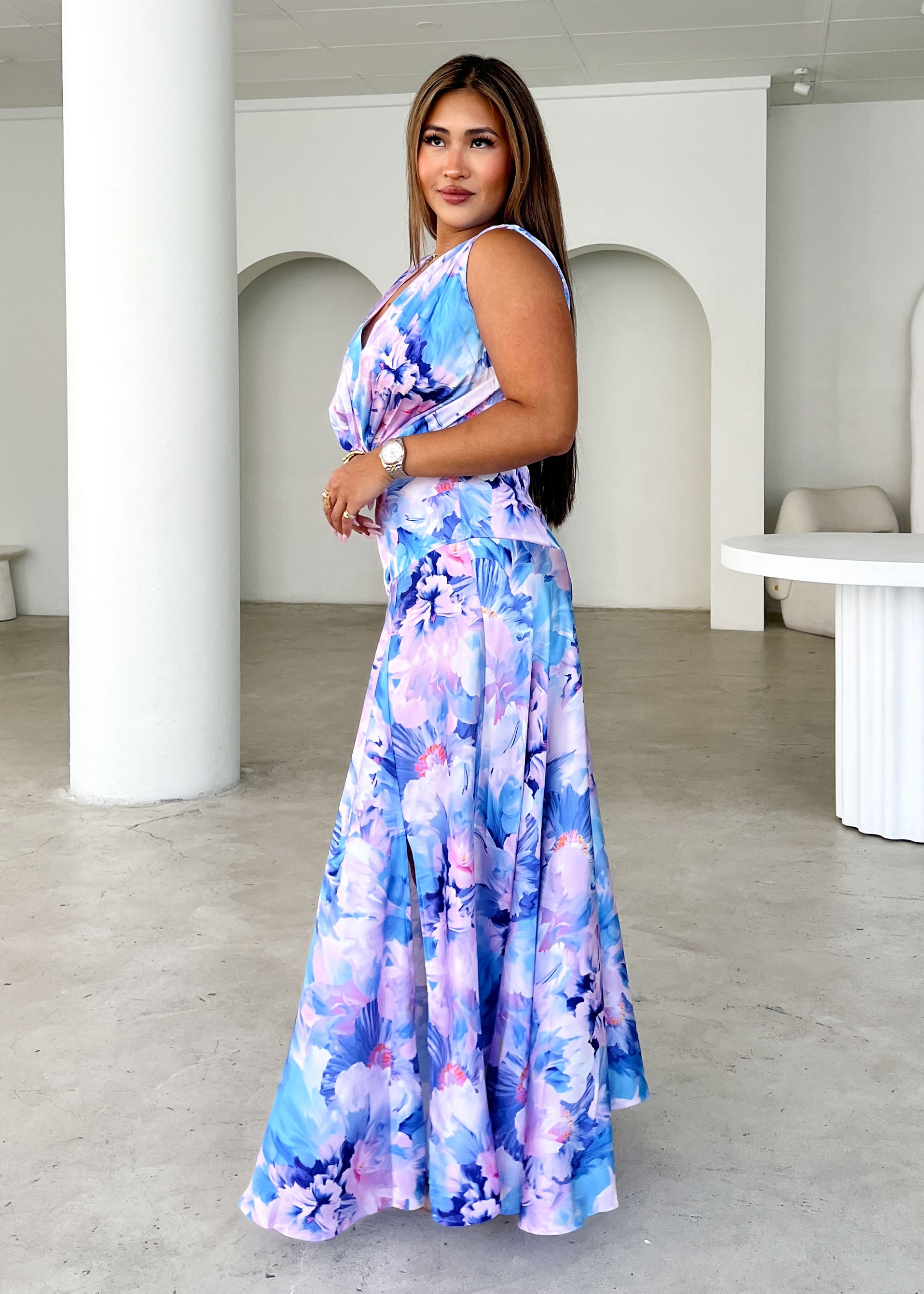 Divinity Maxi Dress - Blue Floral