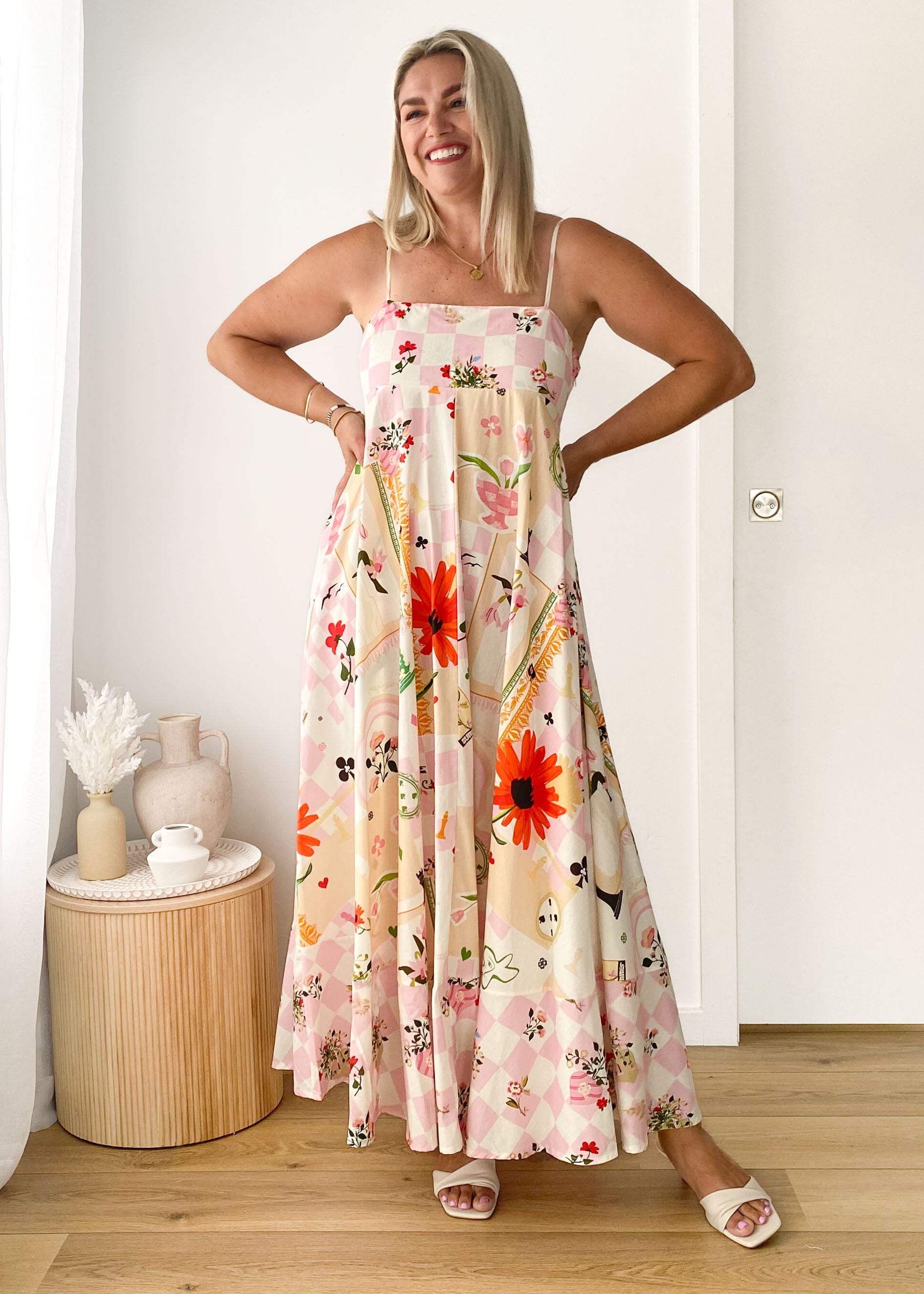 Xanthe Maxi Dress - Pink Patchwork