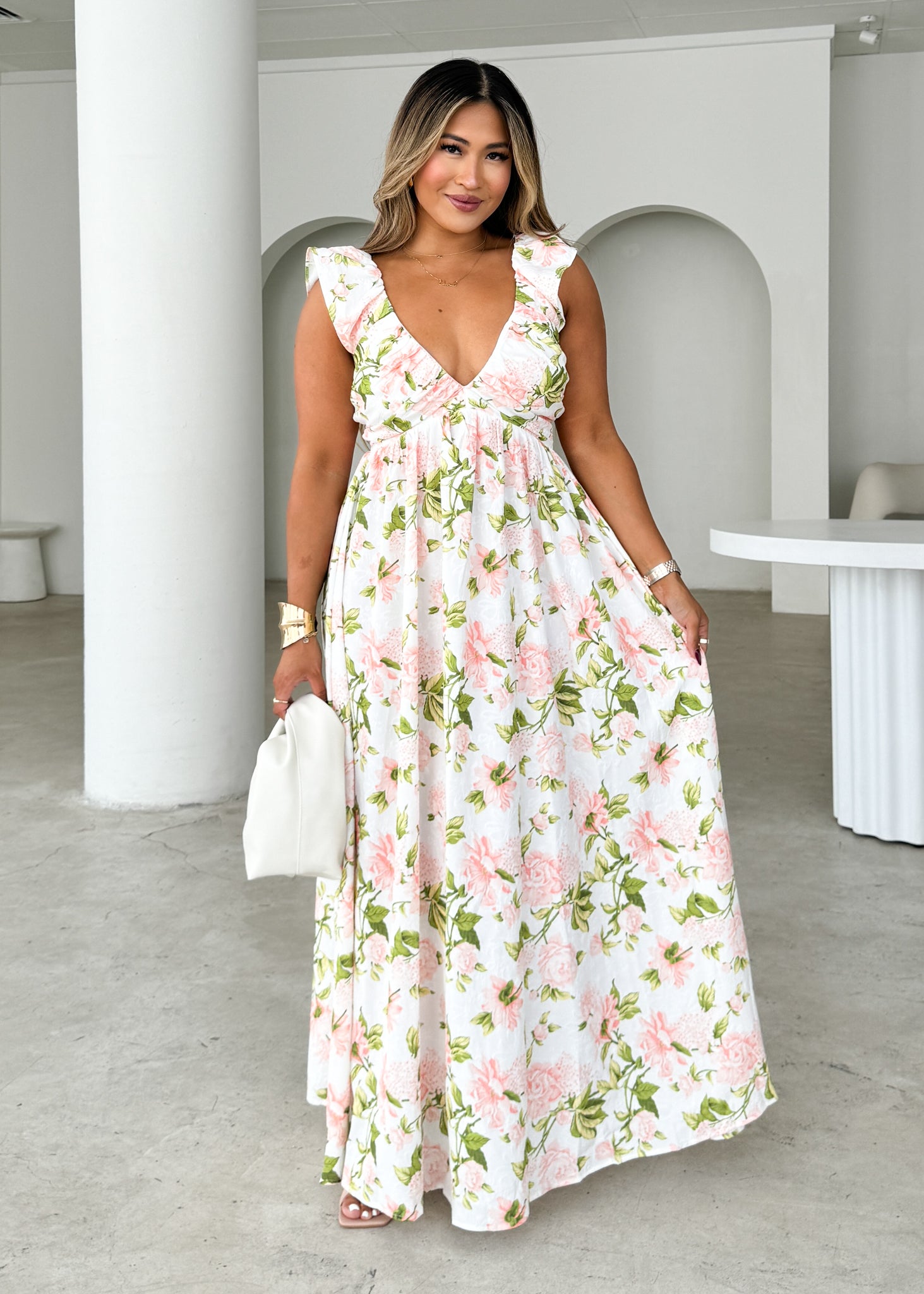 Hadley Maxi Dress - Peach Floral