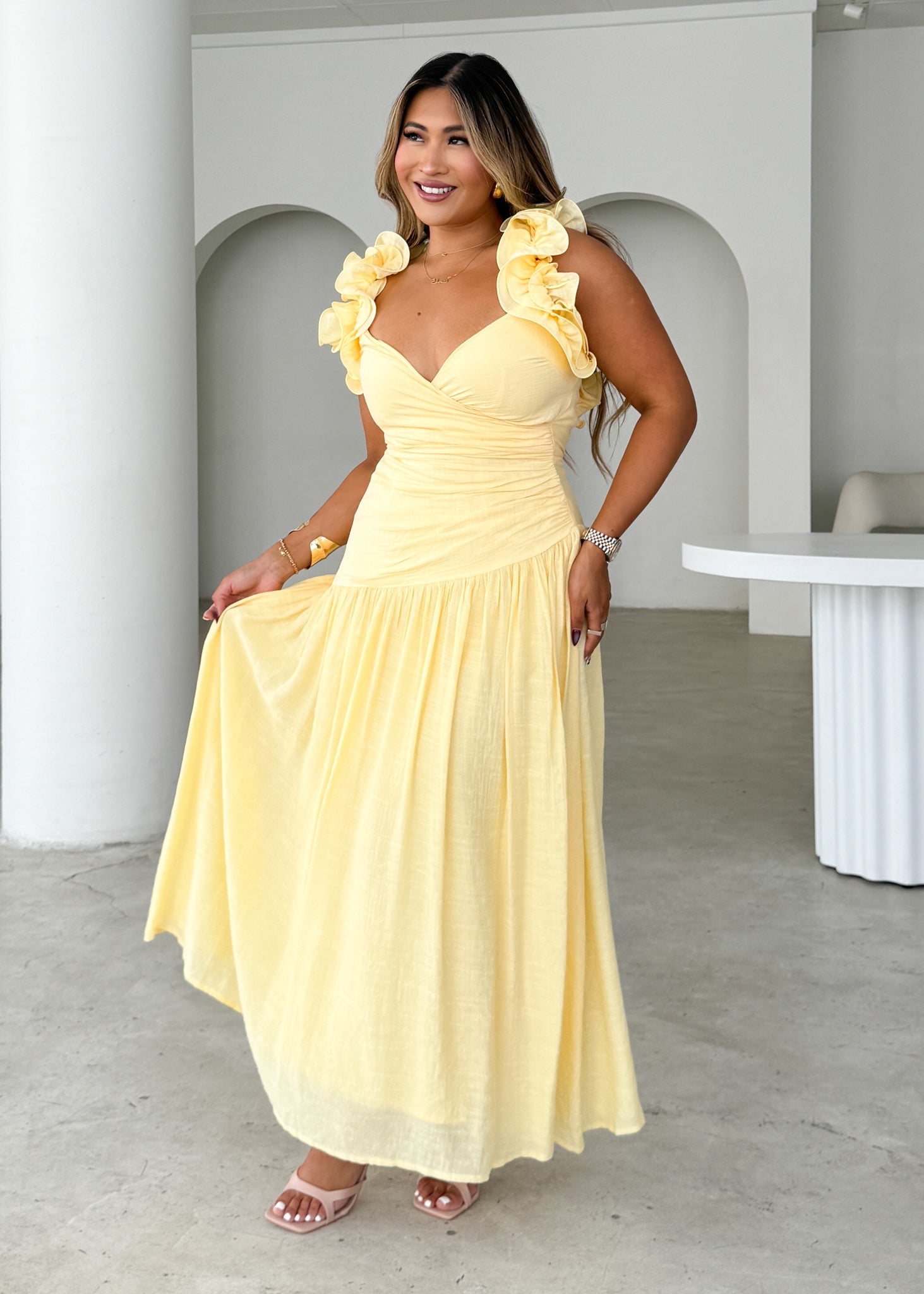 Allara Maxi Dress - Lemon