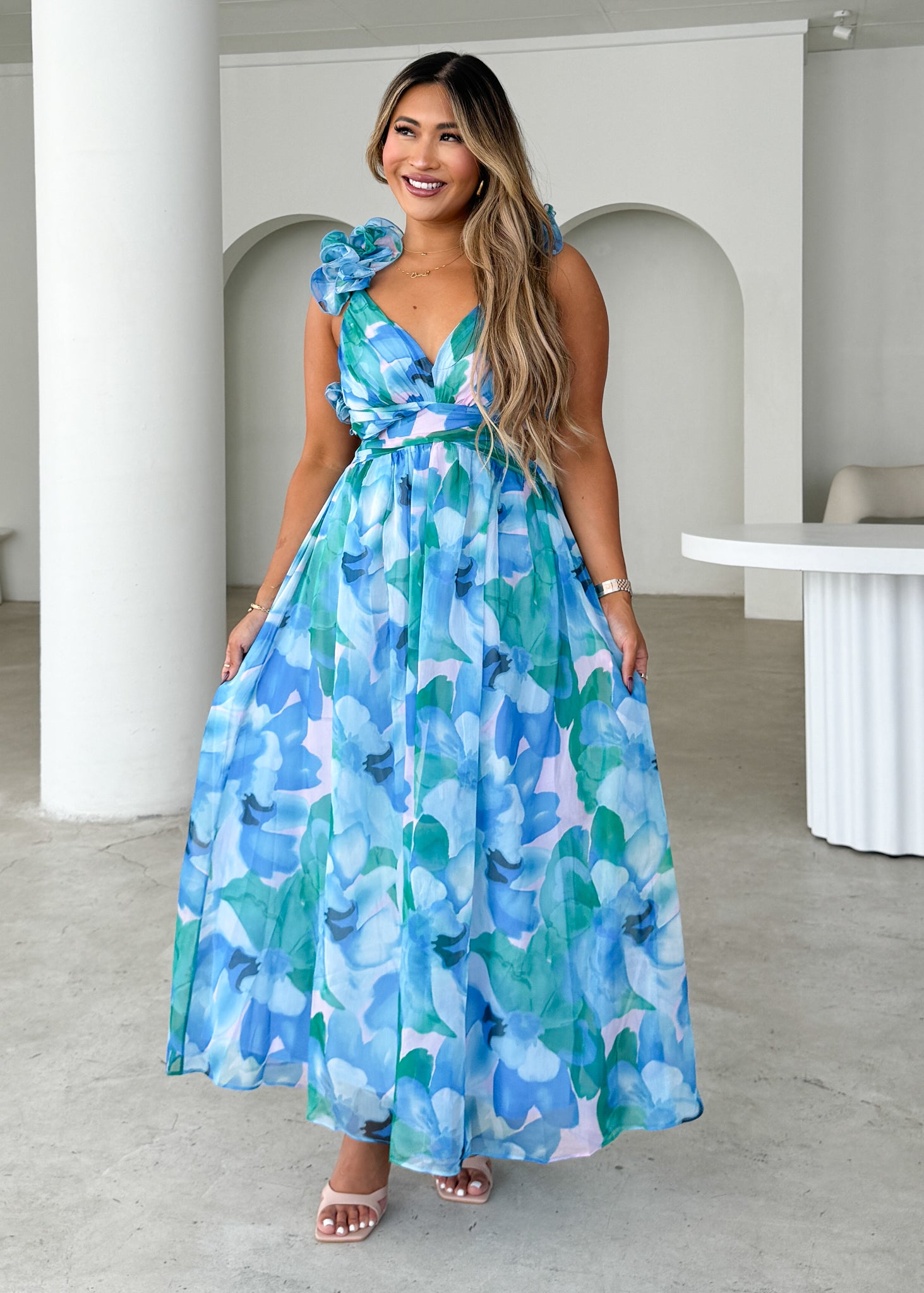 Rincess Maxi Dress - Blue Floral