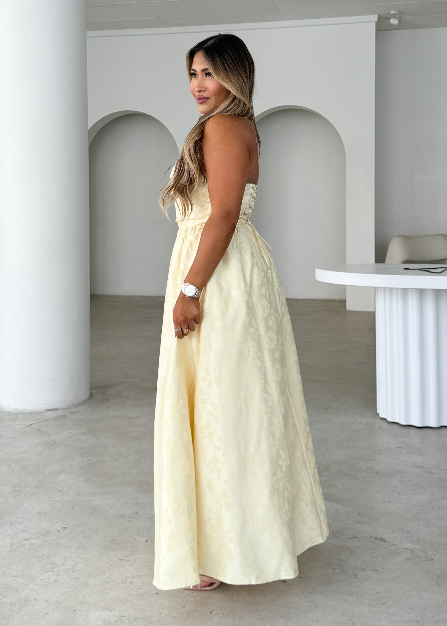 Laneway Strapless Maxi Dress - Lemon