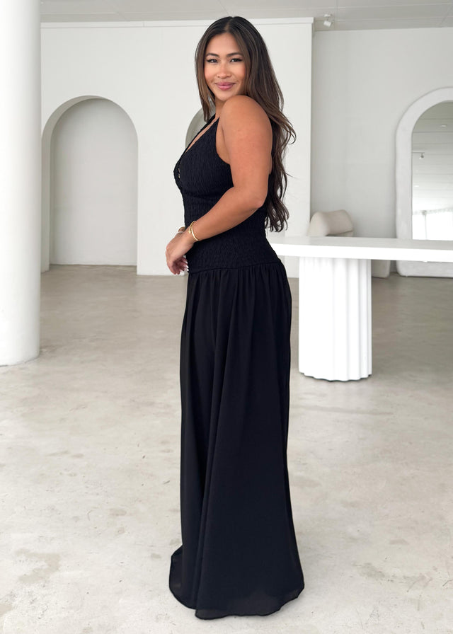 Zantali Halter Maxi Dress - Black