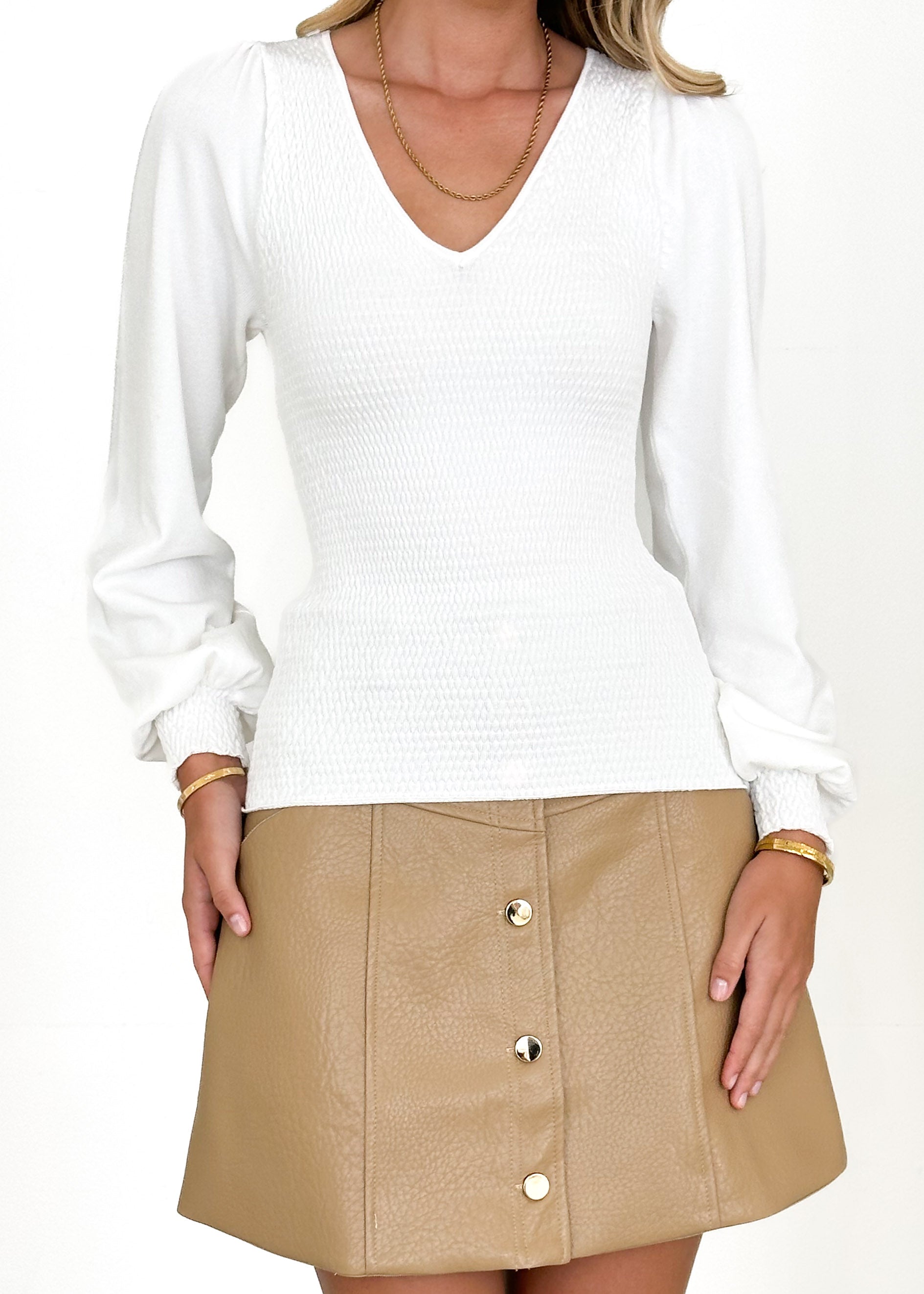 Delvie Knit Top - Off White
