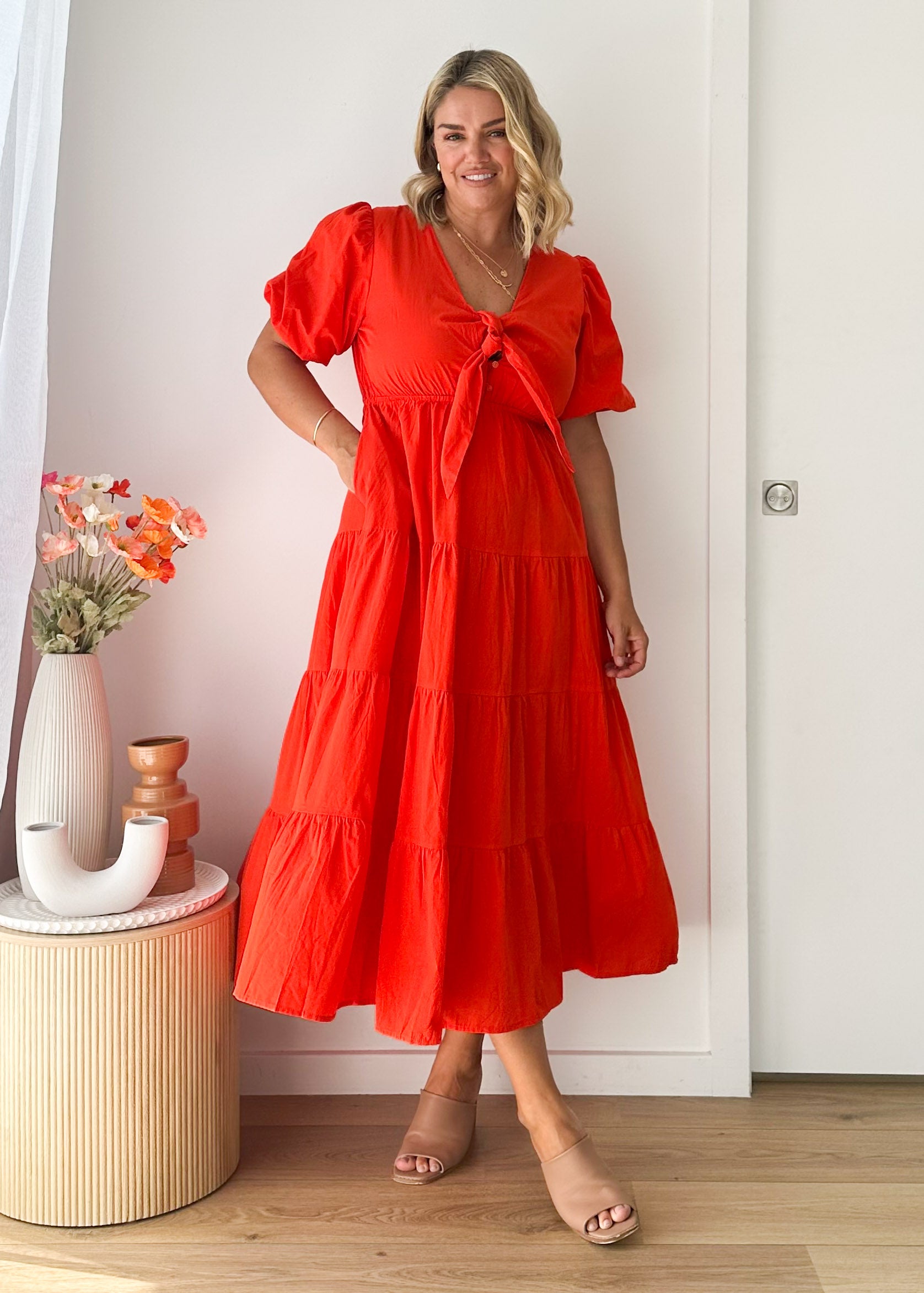 Tinra Midi Dress - Scarlet