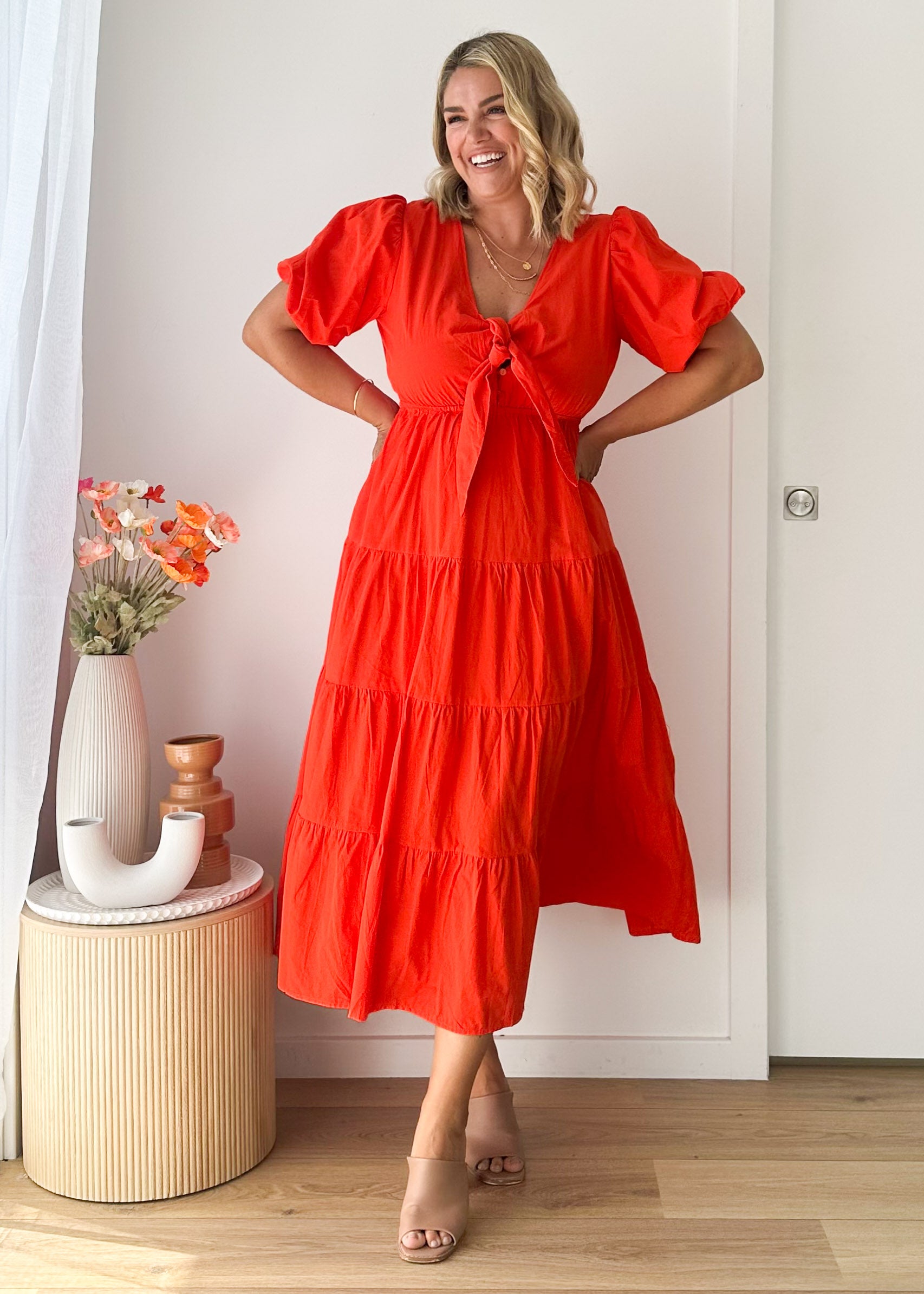 Tinra Midi Dress - Scarlet