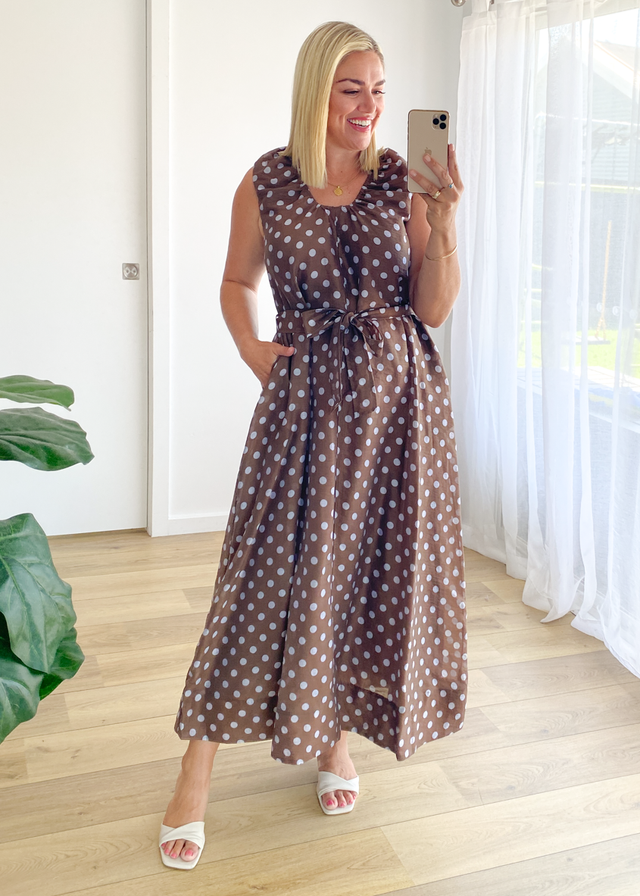Poppi Maxi Dress - Chocolate Polka