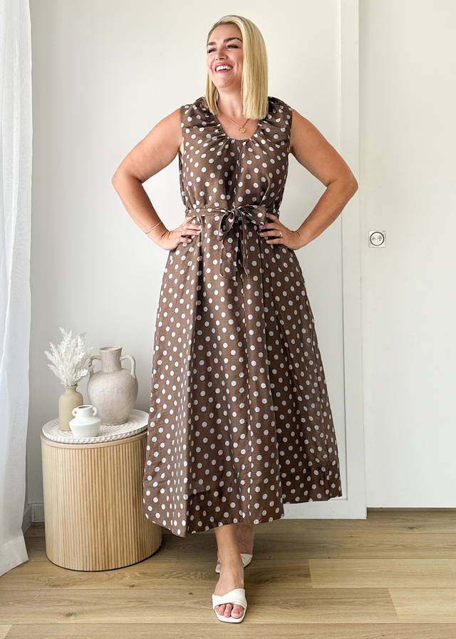 Poppi Maxi Dress - Chocolate Polka