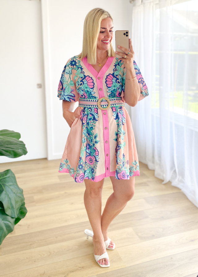 Harietta Dress - Baja Pink