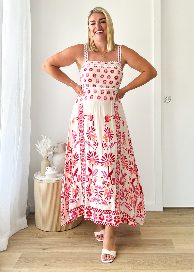 Mariselle Maxi Dress - Pink Garden