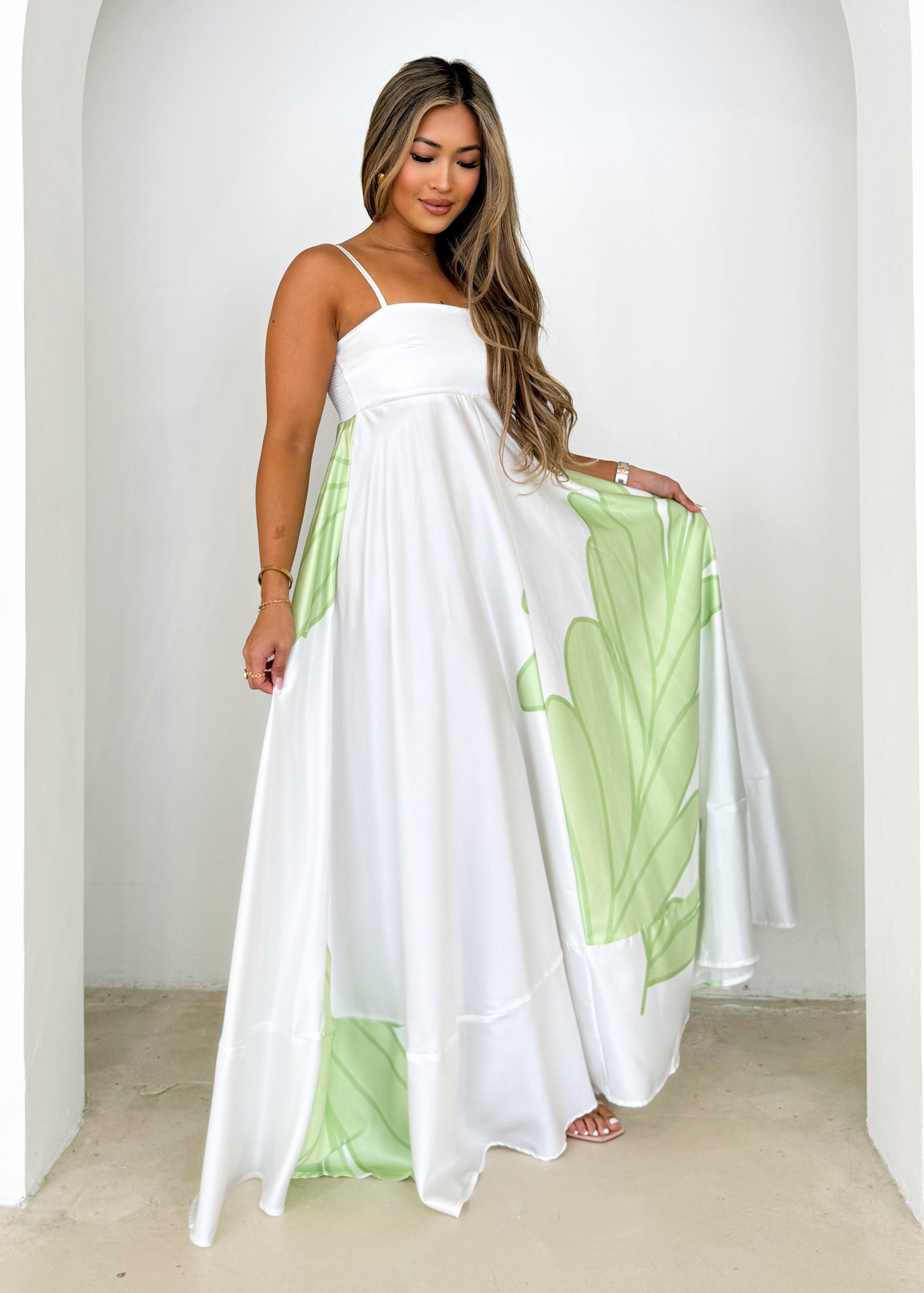 Elide Maxi Dress - Lime Palm