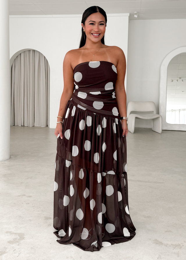 Lusia Strapless Mesh Maxi Dress - Cocoa Spot