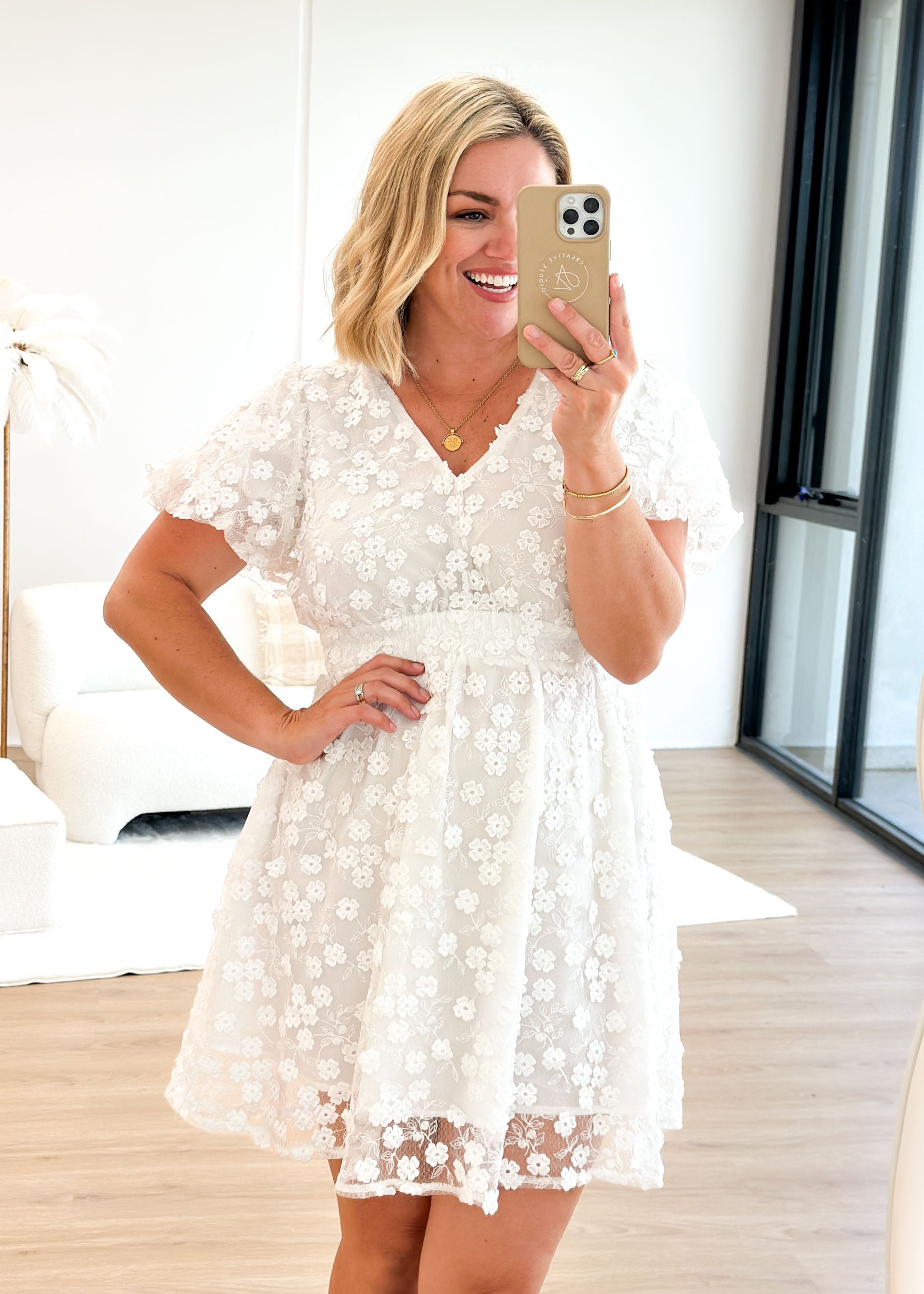 Falta Embroidered Dress - Off White