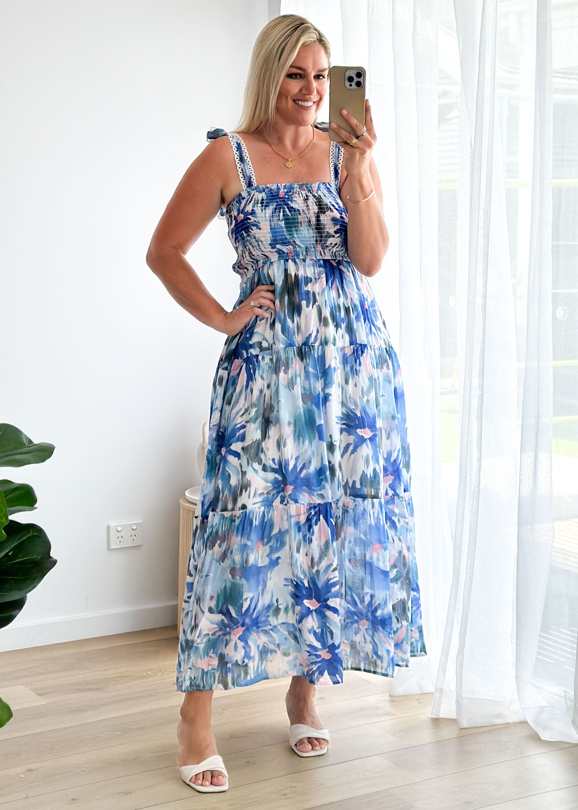 Beatrice Maxi Dress - Blue Floral