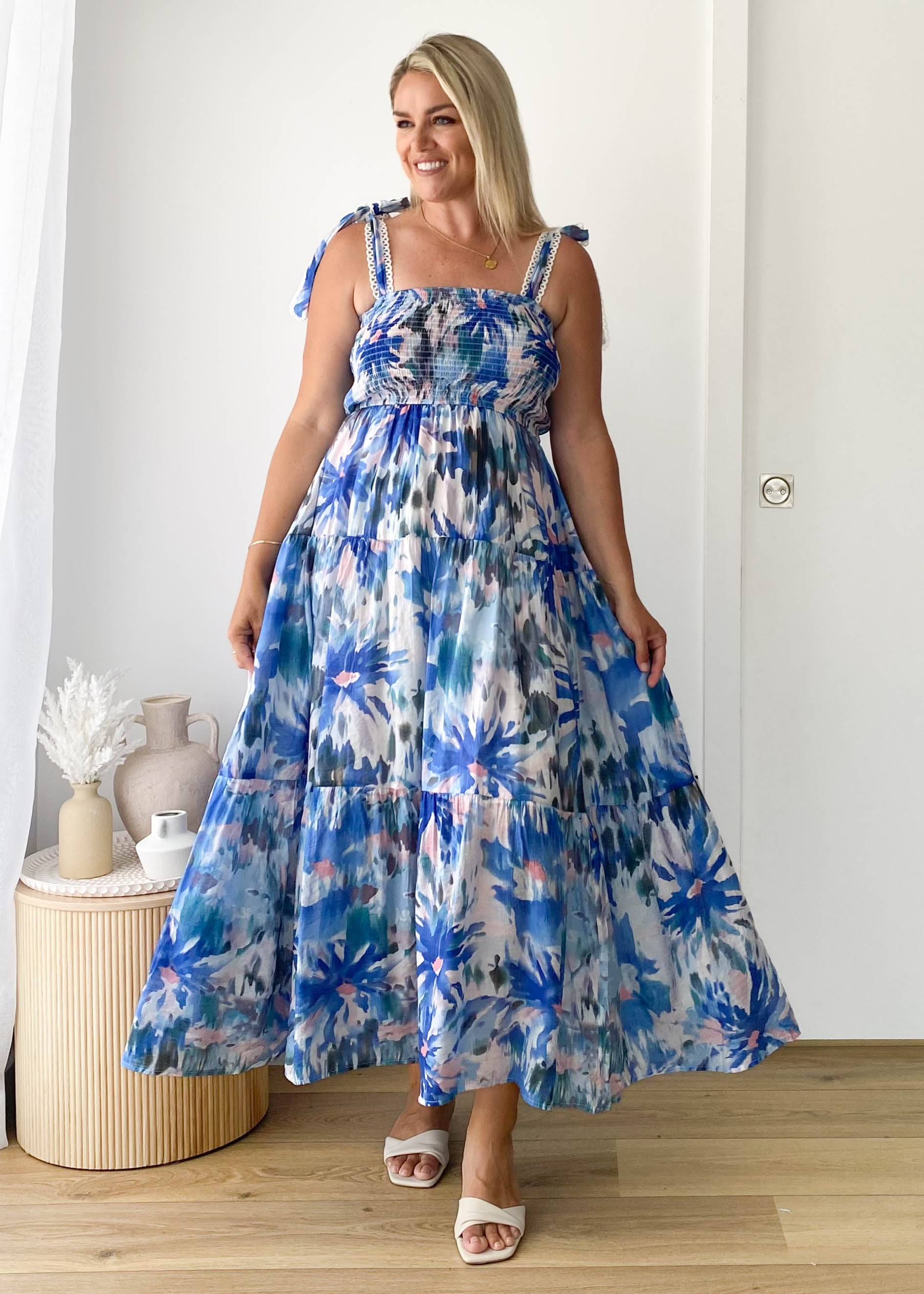 Beatrice Maxi Dress - Blue Floral