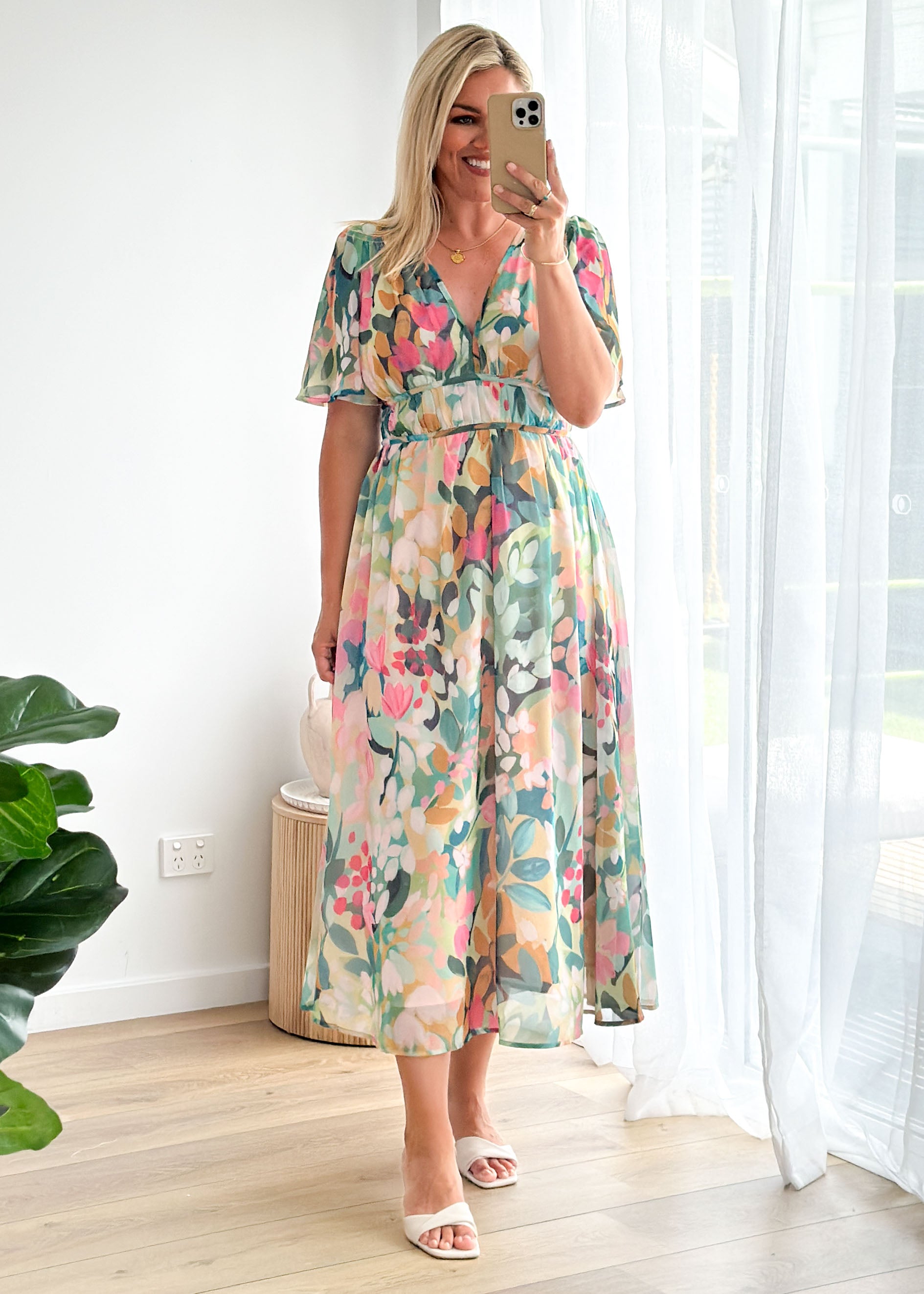 Innika Maxi Dress - Teal Floral