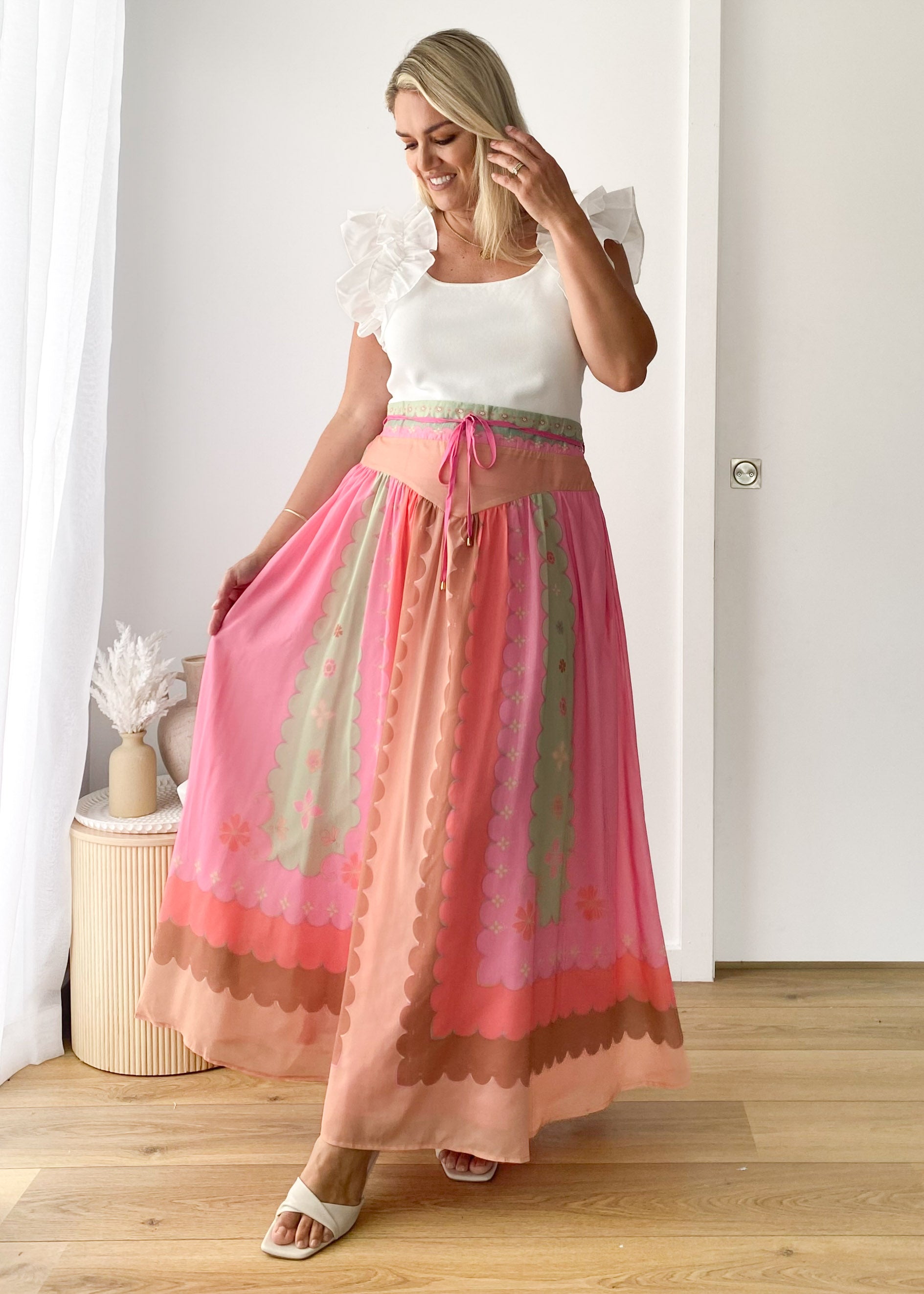 Amity Maxi Skirt - Melon Floral