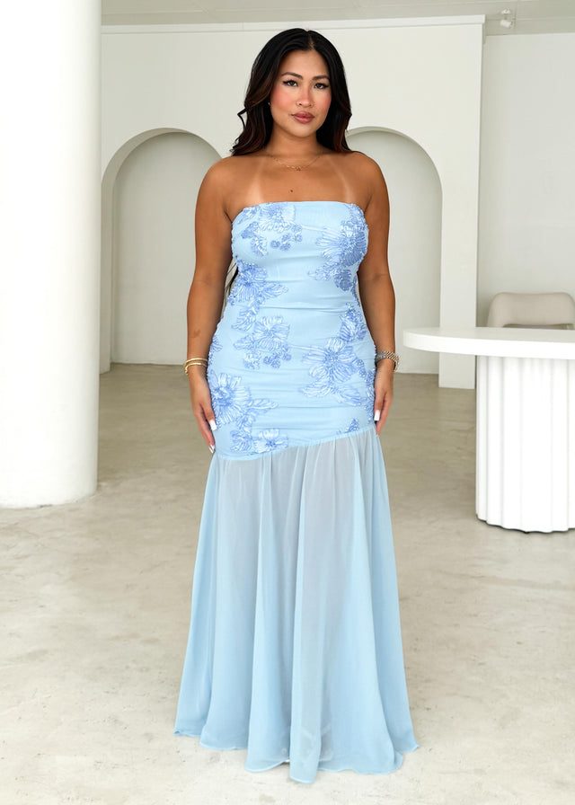 Prairie Strapless Maxi Dress - Blue