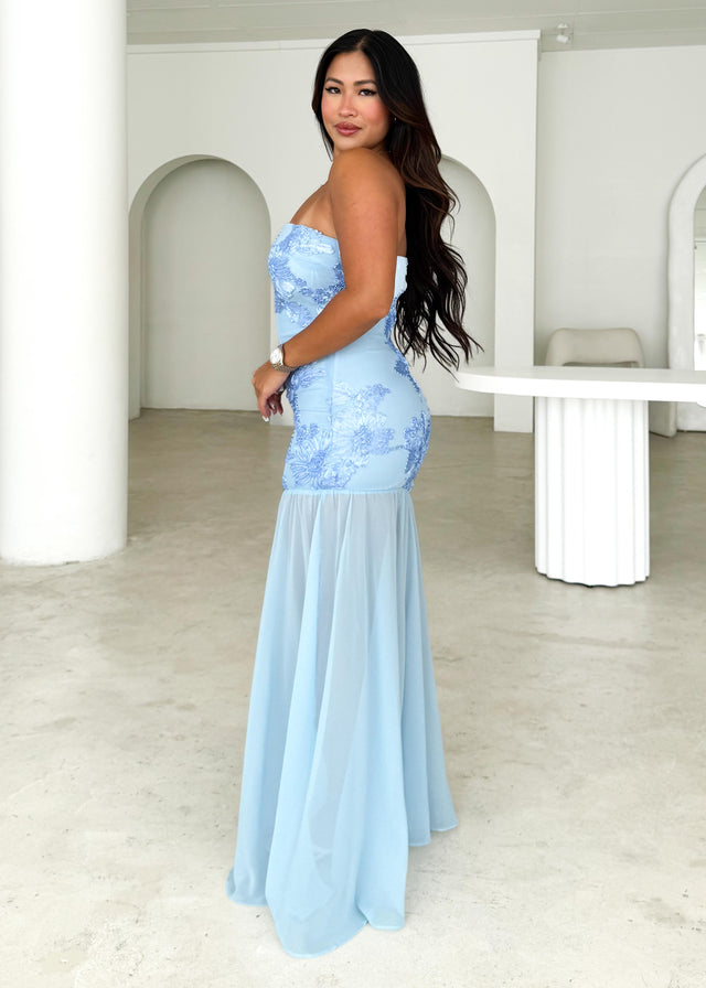 Prairie Strapless Maxi Dress - Blue