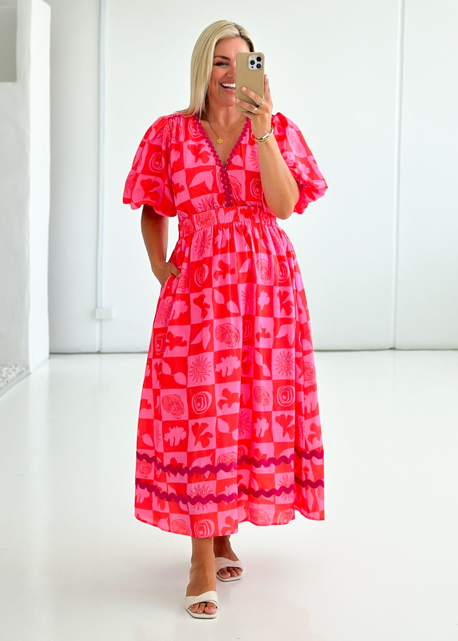 Paislee Maxi Dress - Pink Abstract