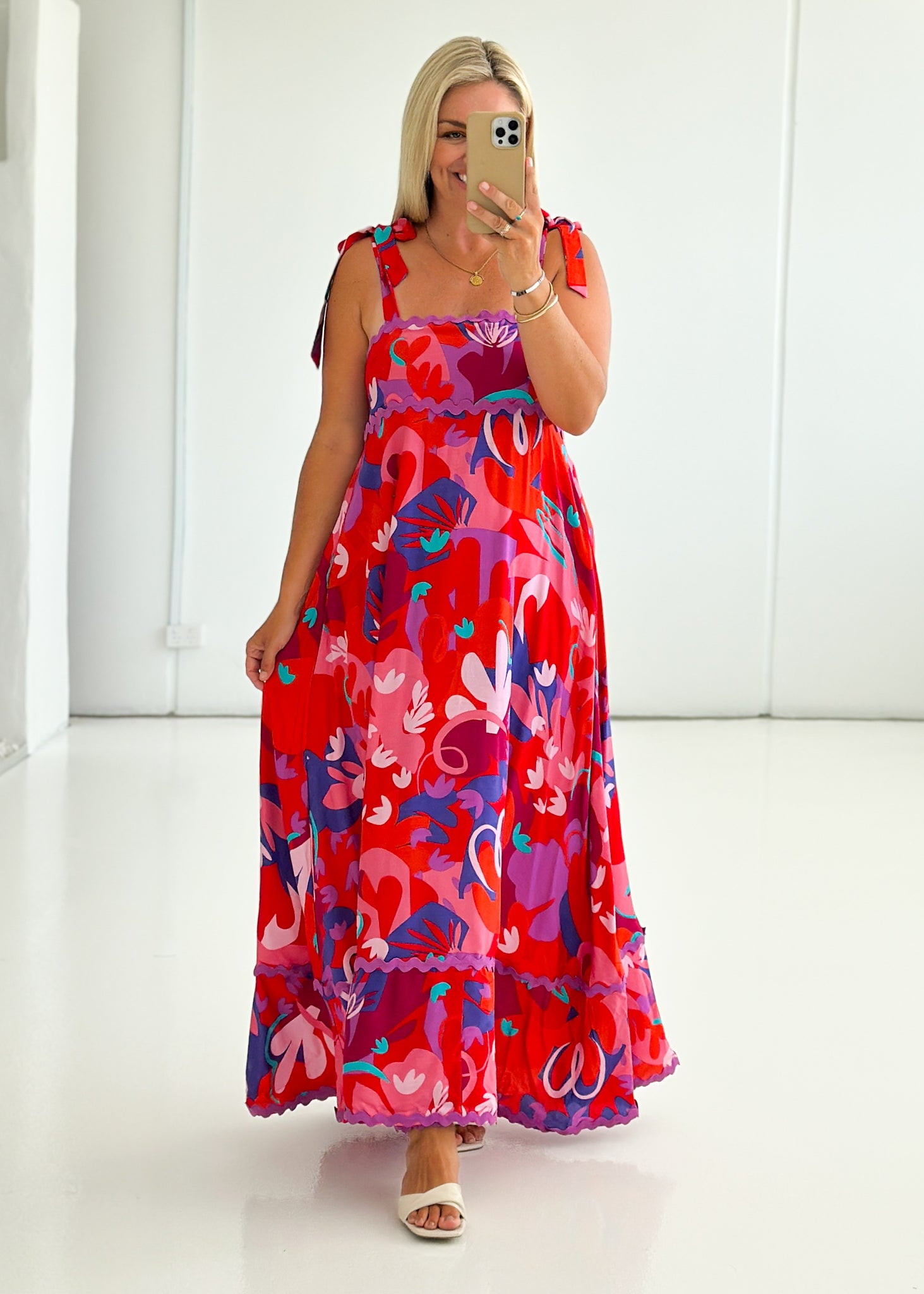 Riri Maxi Dress - Strawberry Abstract