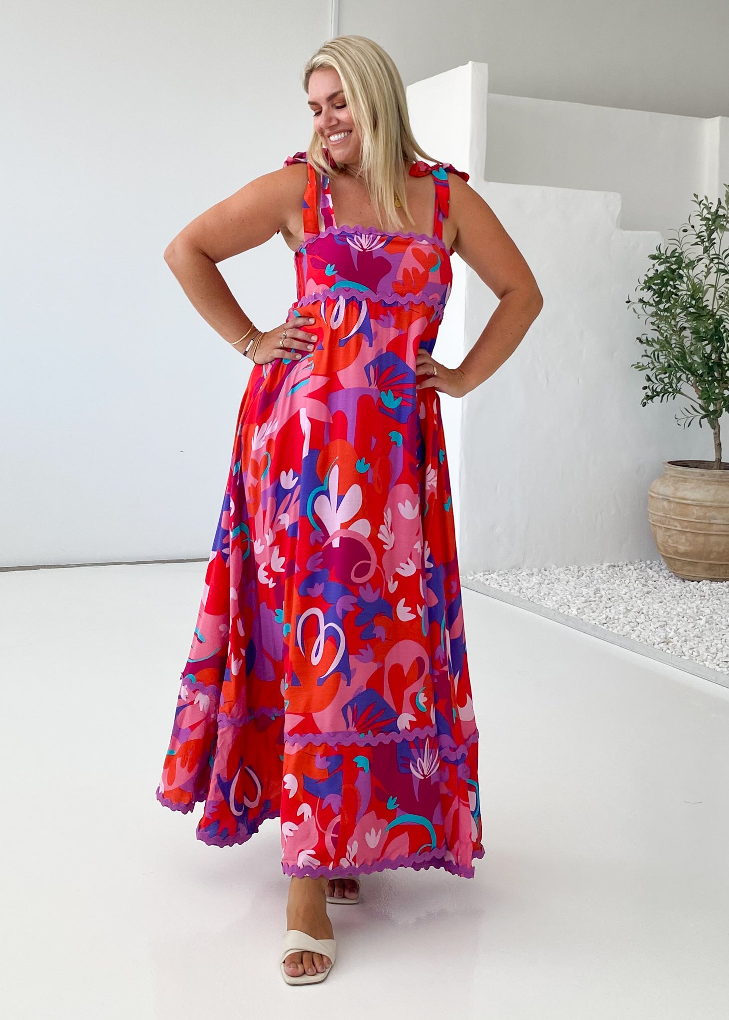 Riri Maxi Dress - Strawberry Abstract