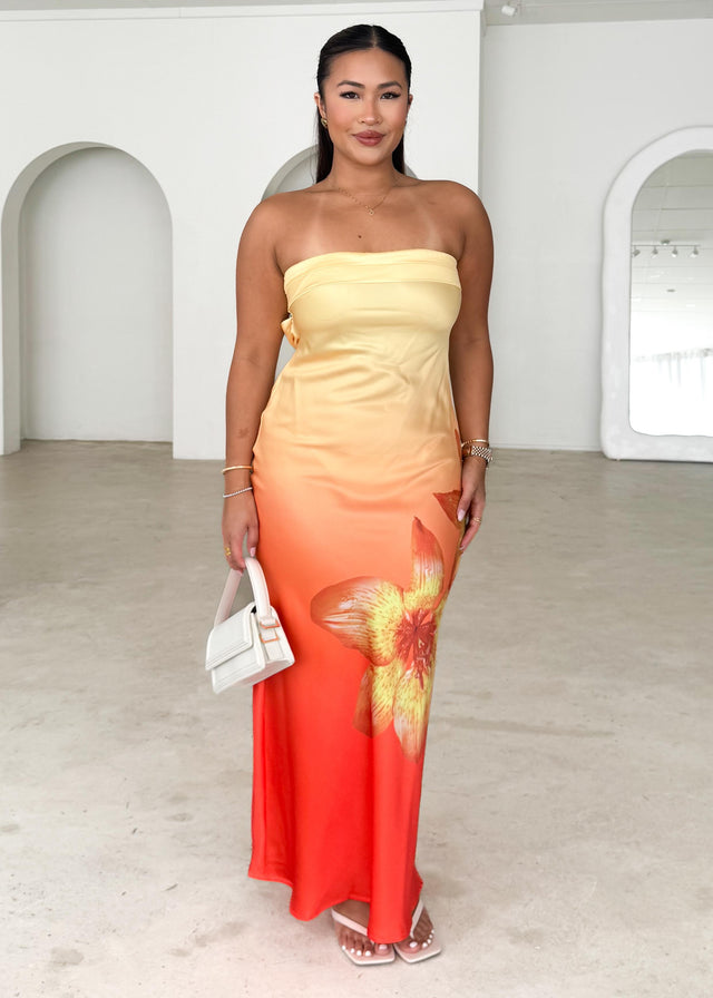 Jamie Strapless Maxi Dress - Sunrise Bloom