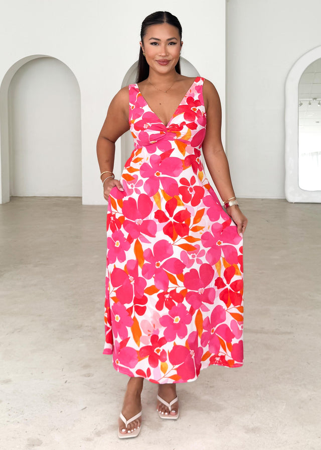 Alisina Midi Dress - Pink Flowers