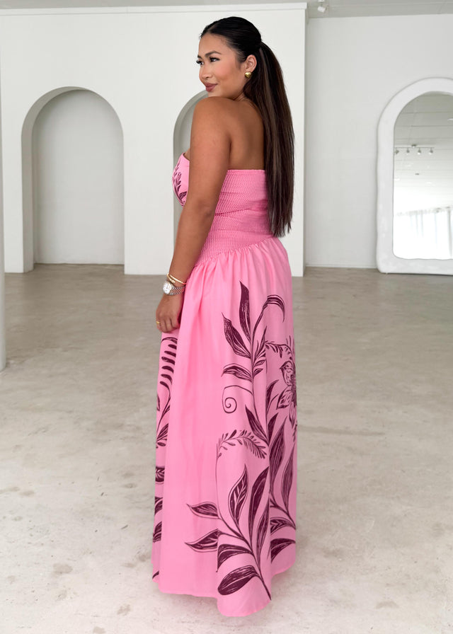 Zahley Strapless Maxi Dress - Magenta Bloom