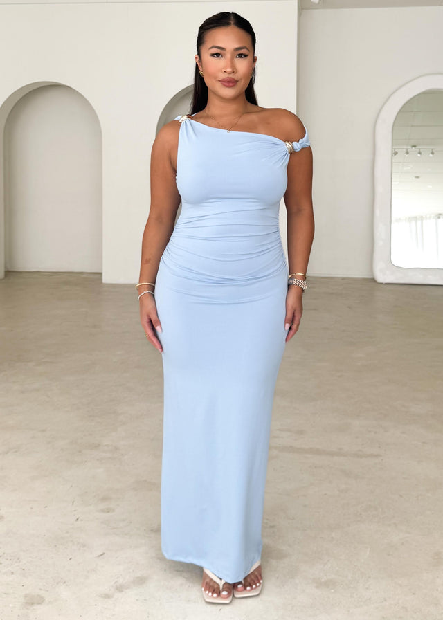 Javah One Shoulder Midi Dress - Blue