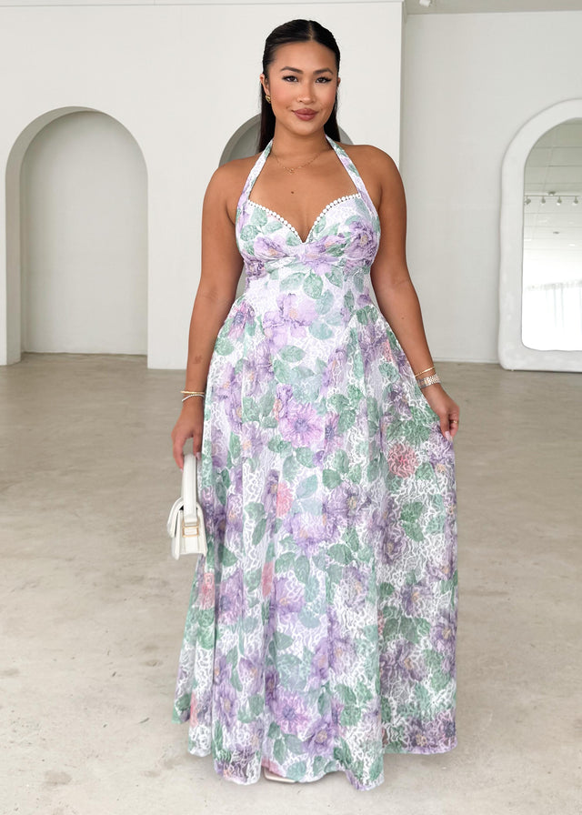 Analeigh Halter Maxi Dress - Lilac Meadows