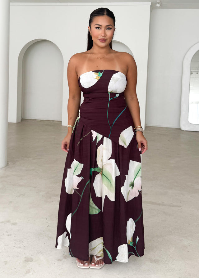 Carie Maxi Skirt - Burgundy Calla Lily