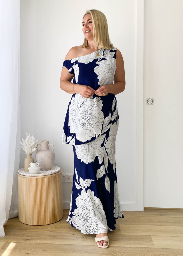 Solar Maxi Skirt - Navy Bloom