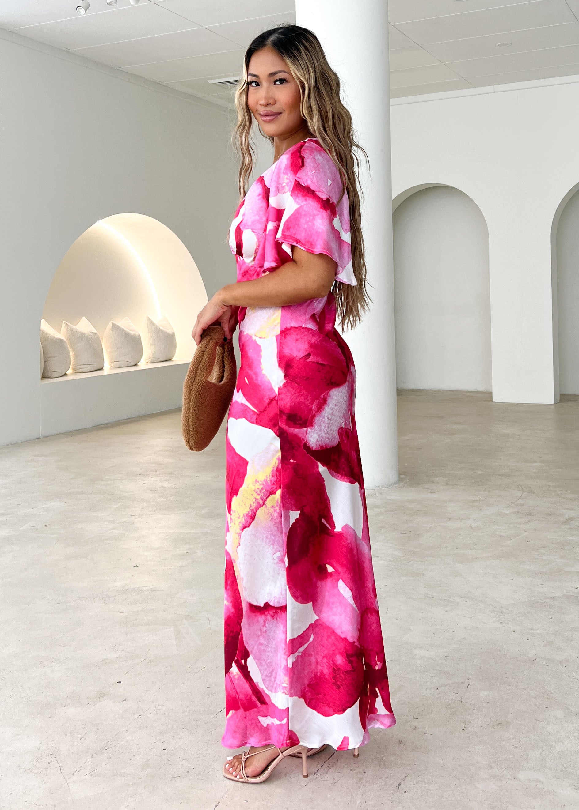 PRE-ORDER: Mintoe Maxi Dress - Magenta Watercolour